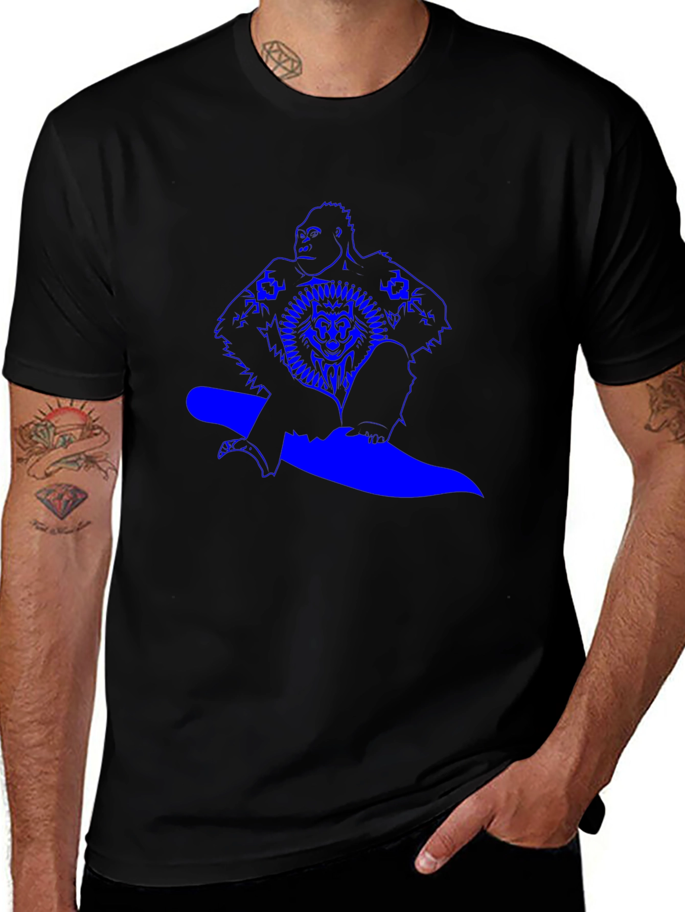 Gorilla Surfer Graphic Tee - Black T-Shirt
