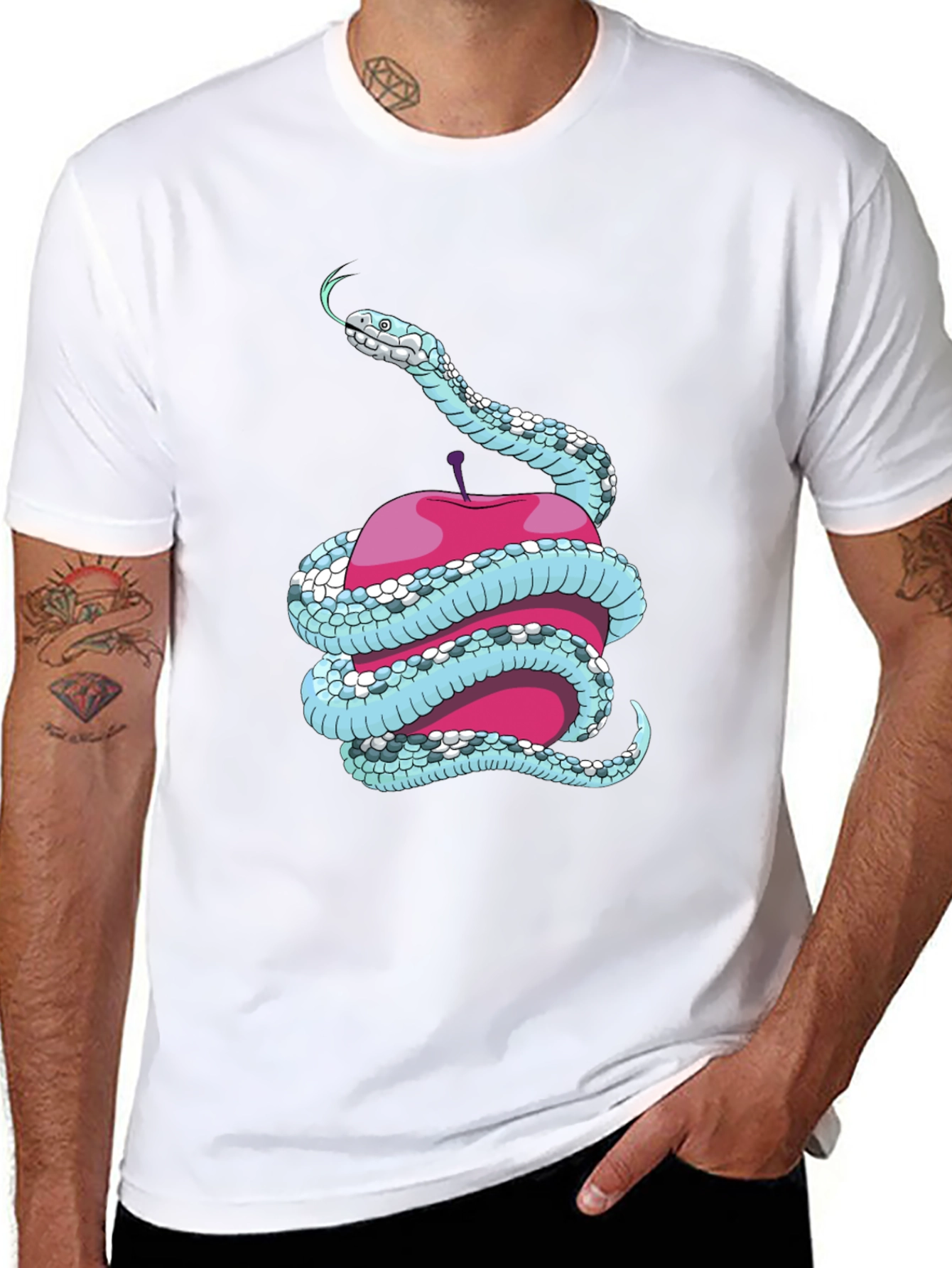 Snake and Apple Graphic Tee - Unique Design T-Shirt
