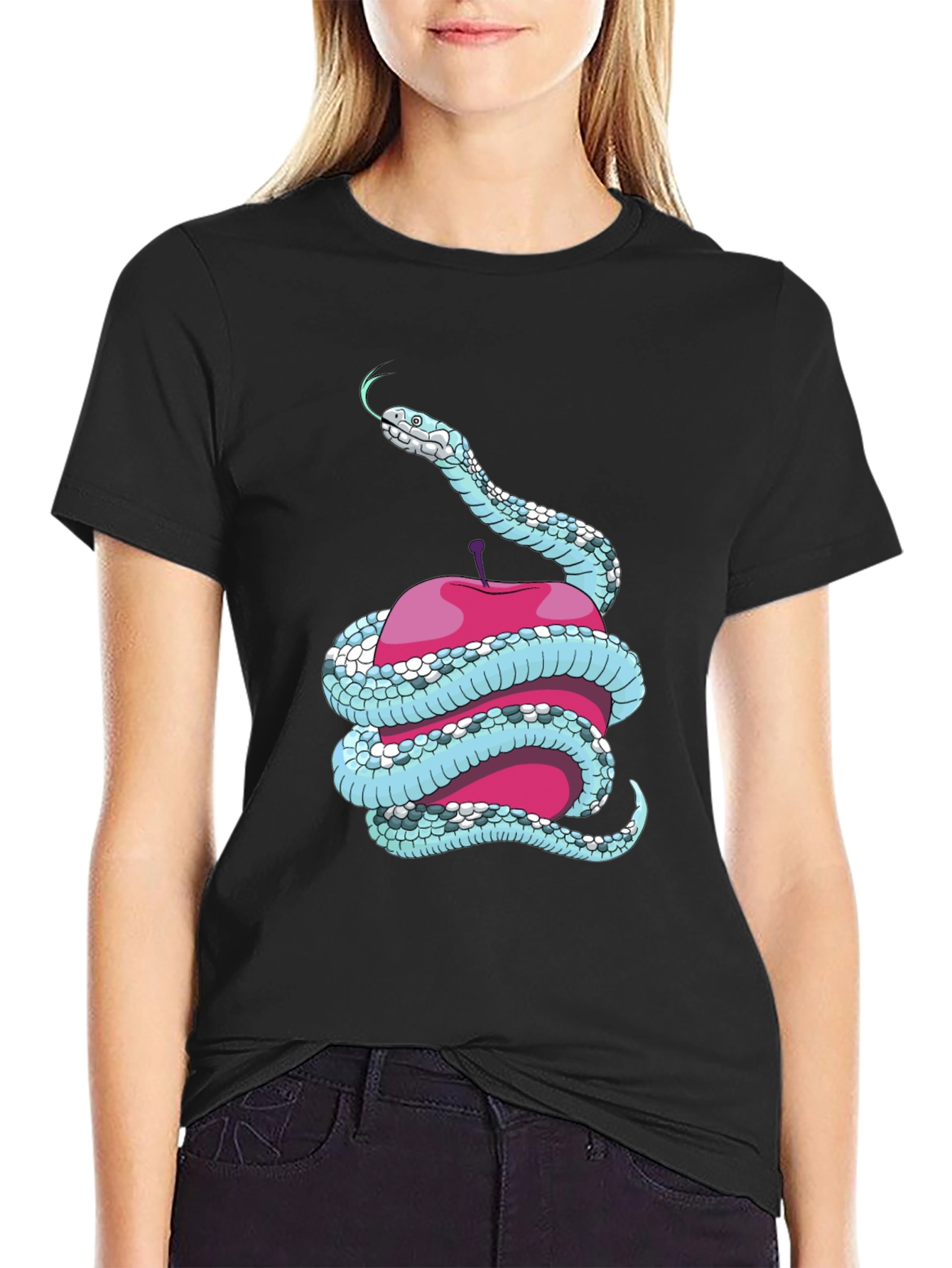 Snake and Apple Graphic Tee - Unique Design T-Shirt