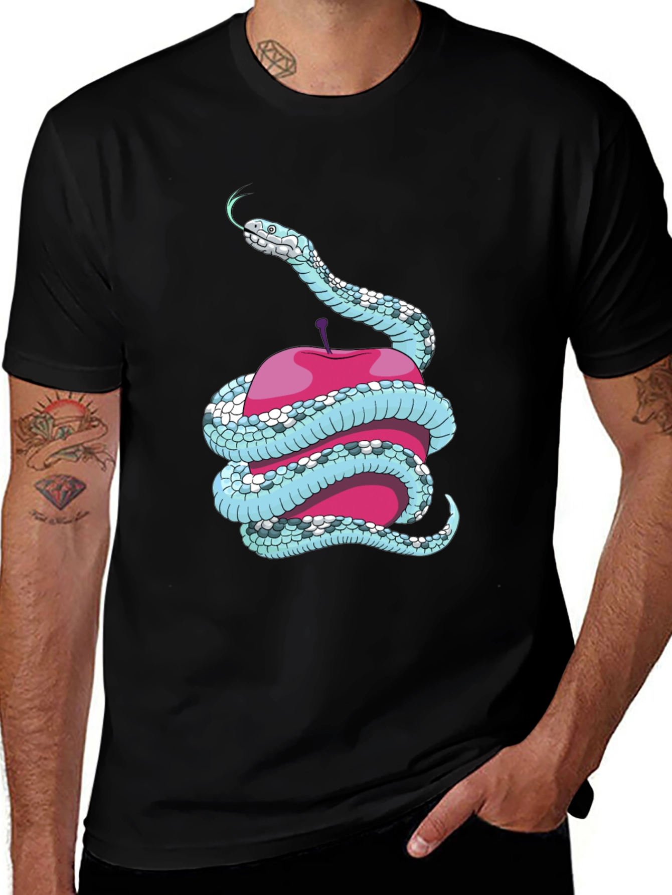 Snake and Apple Graphic Tee - Unique Design T-Shirt