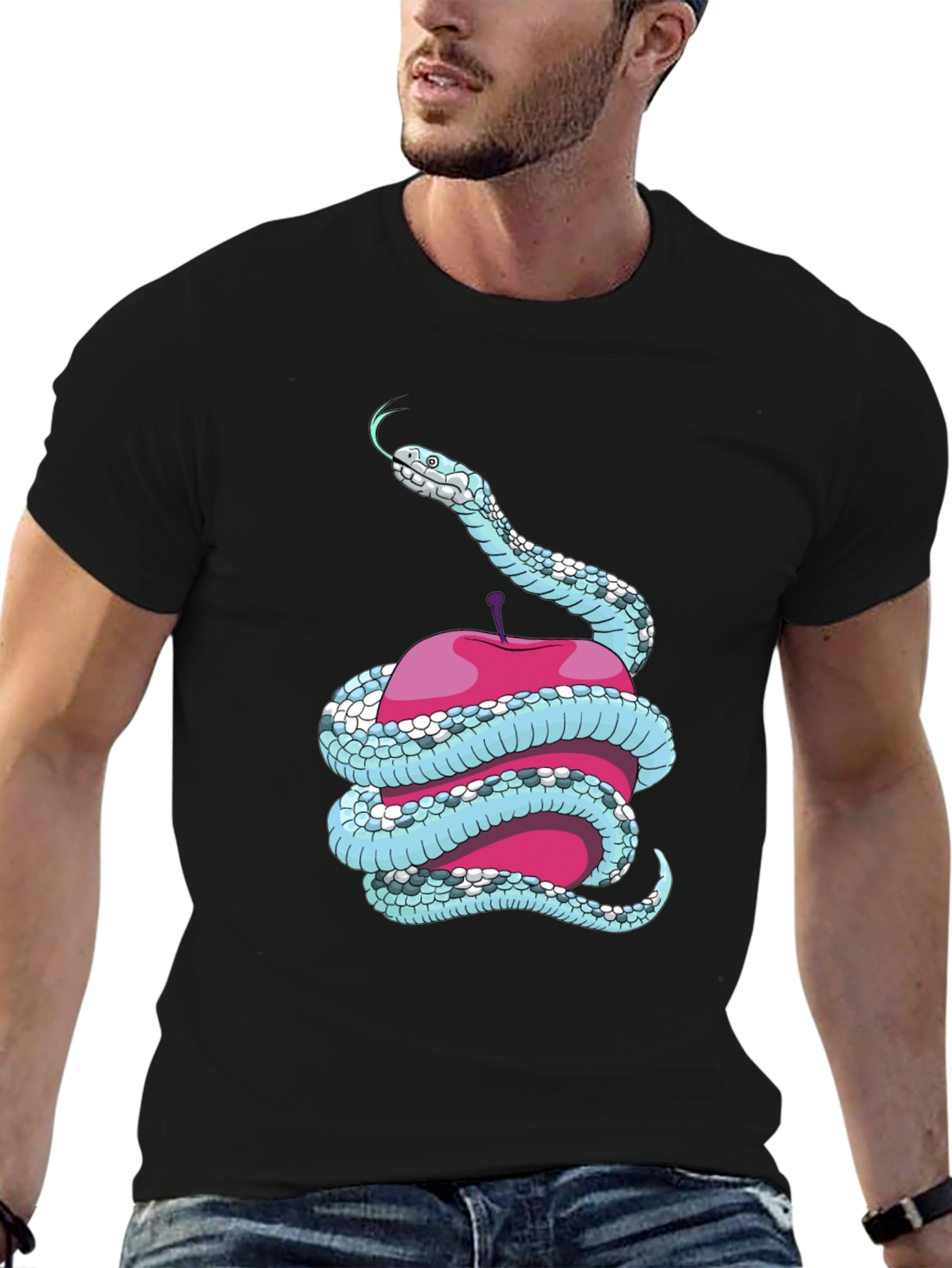 Snake and Apple Graphic Tee - Unique Design T-Shirt