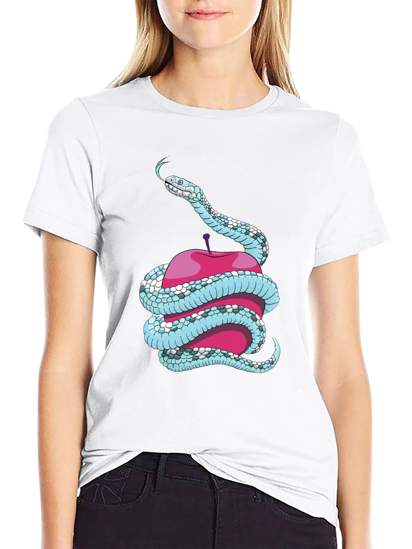 Snake and Apple Graphic Tee - Unique Design T-Shirt