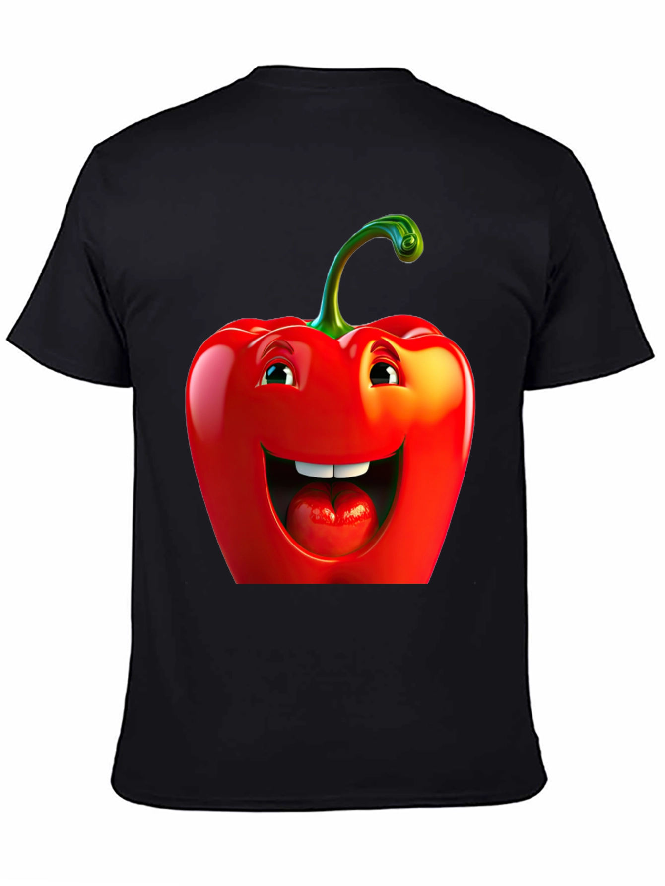 Funny Pepper Graphic Tee - Black Cotton T-Shirt
