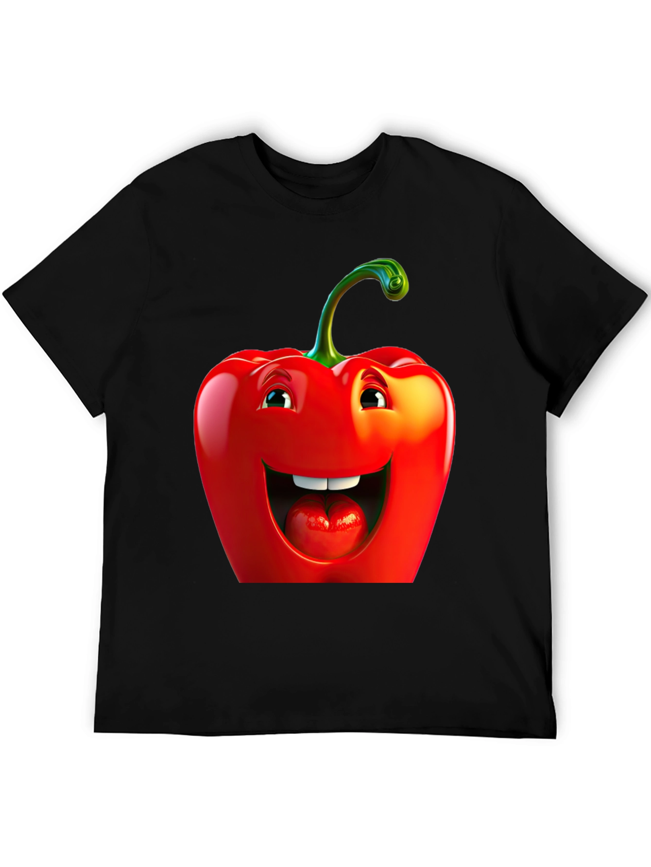 Funny Pepper Graphic Tee - Black Cotton T-Shirt