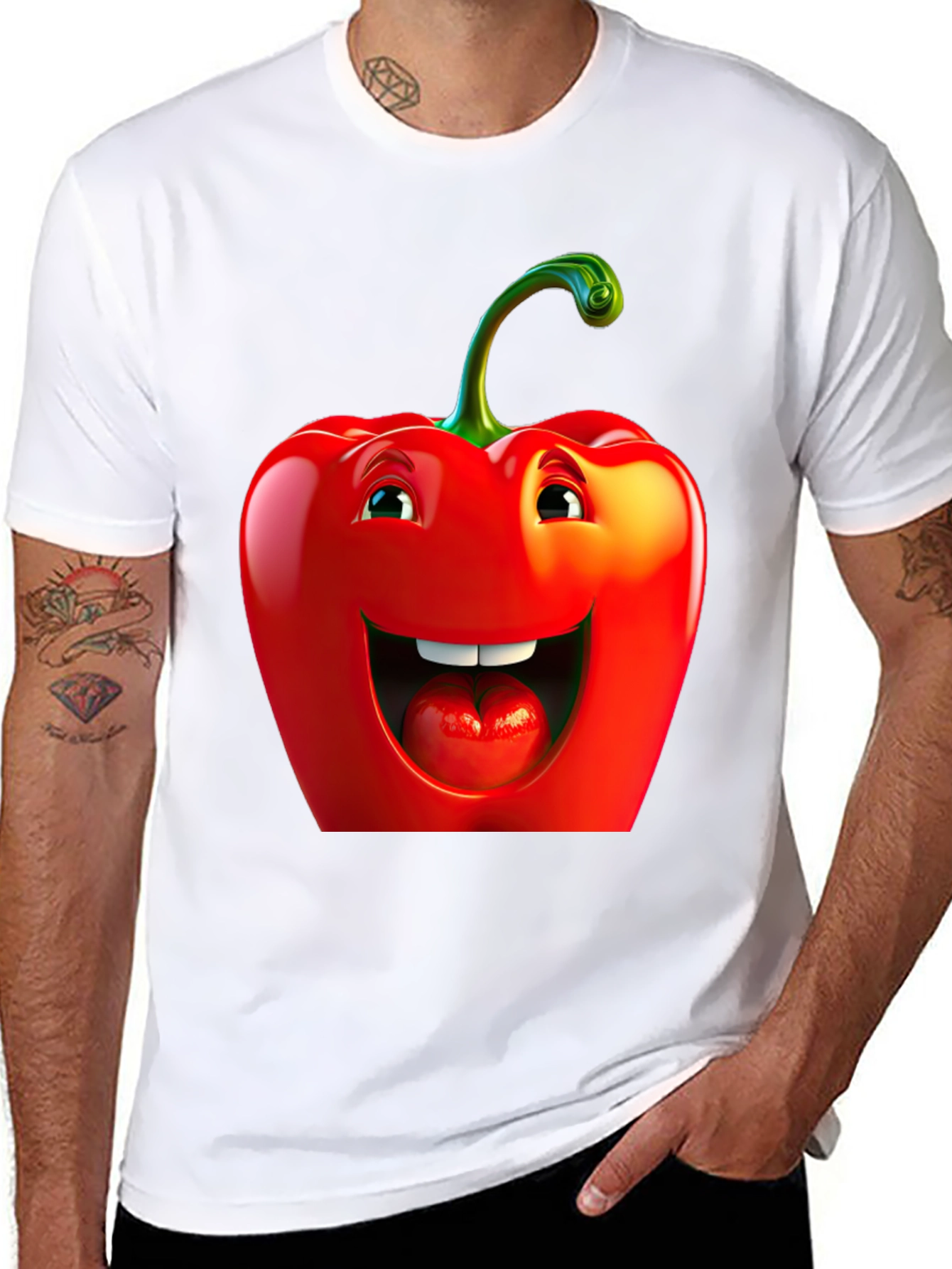 Funny Pepper Graphic Tee - Black Cotton T-Shirt