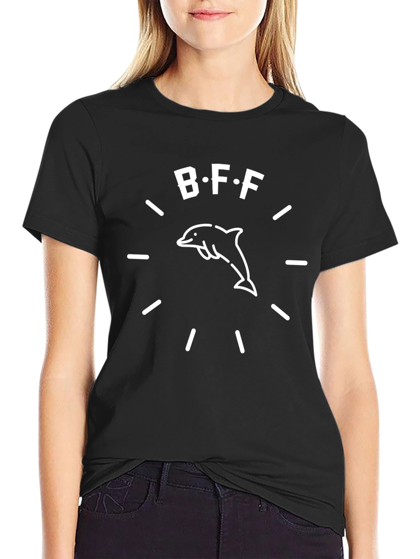 Black BFF Dolphin Graphic T-Shirt