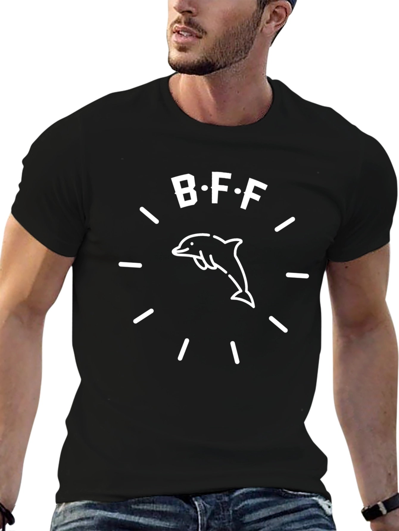 Black BFF Dolphin Graphic T-Shirt