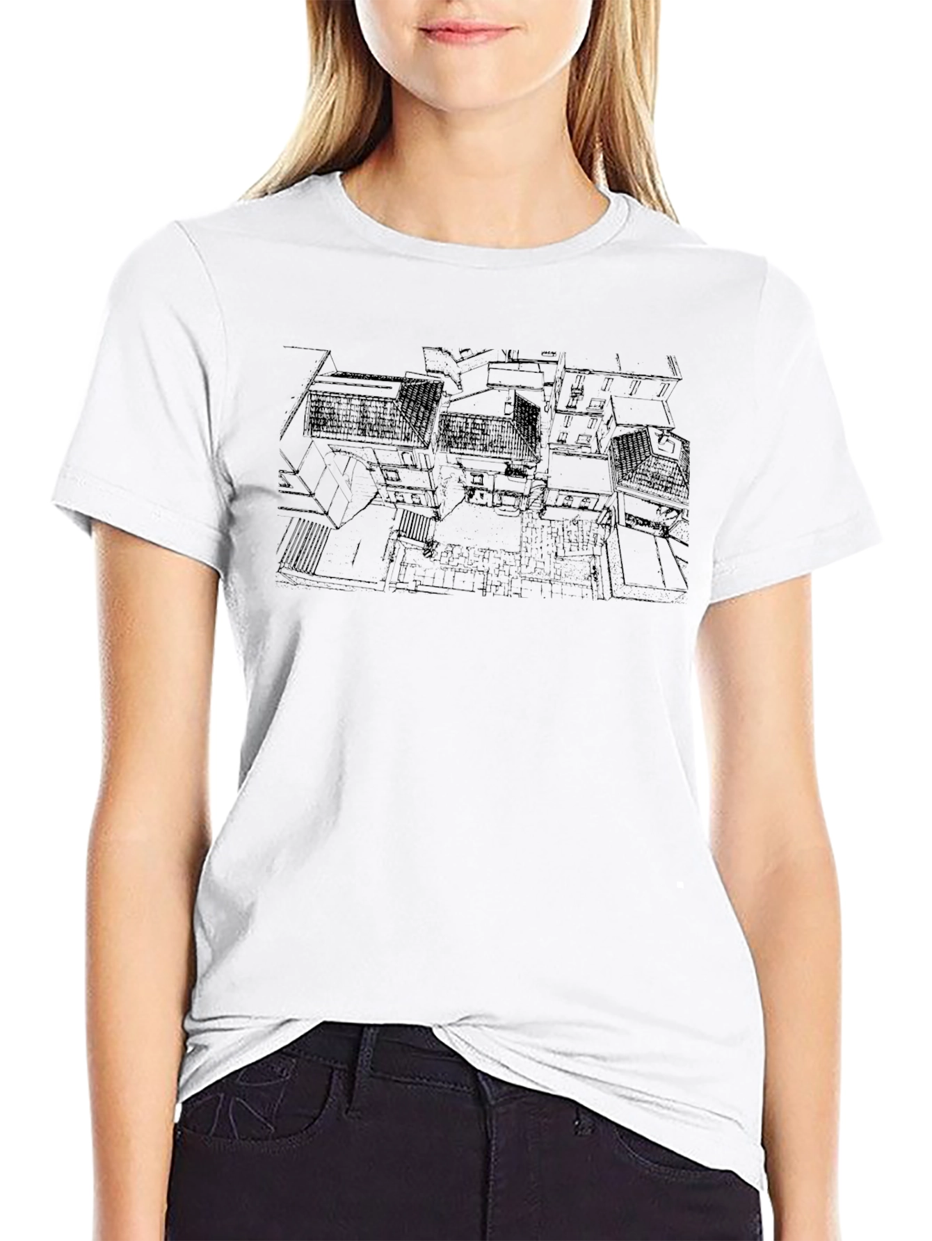 Architectural Print Black T-Shirt