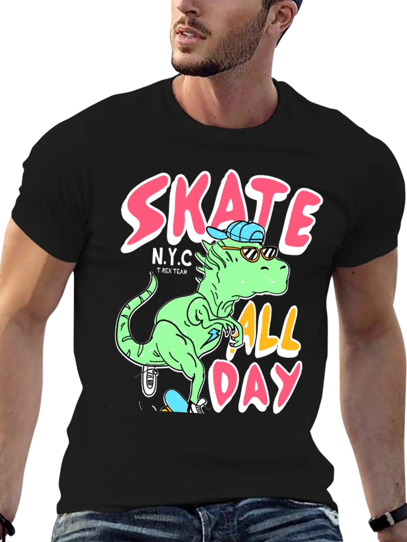 Skate All Day Dinosaur Graphic Tee