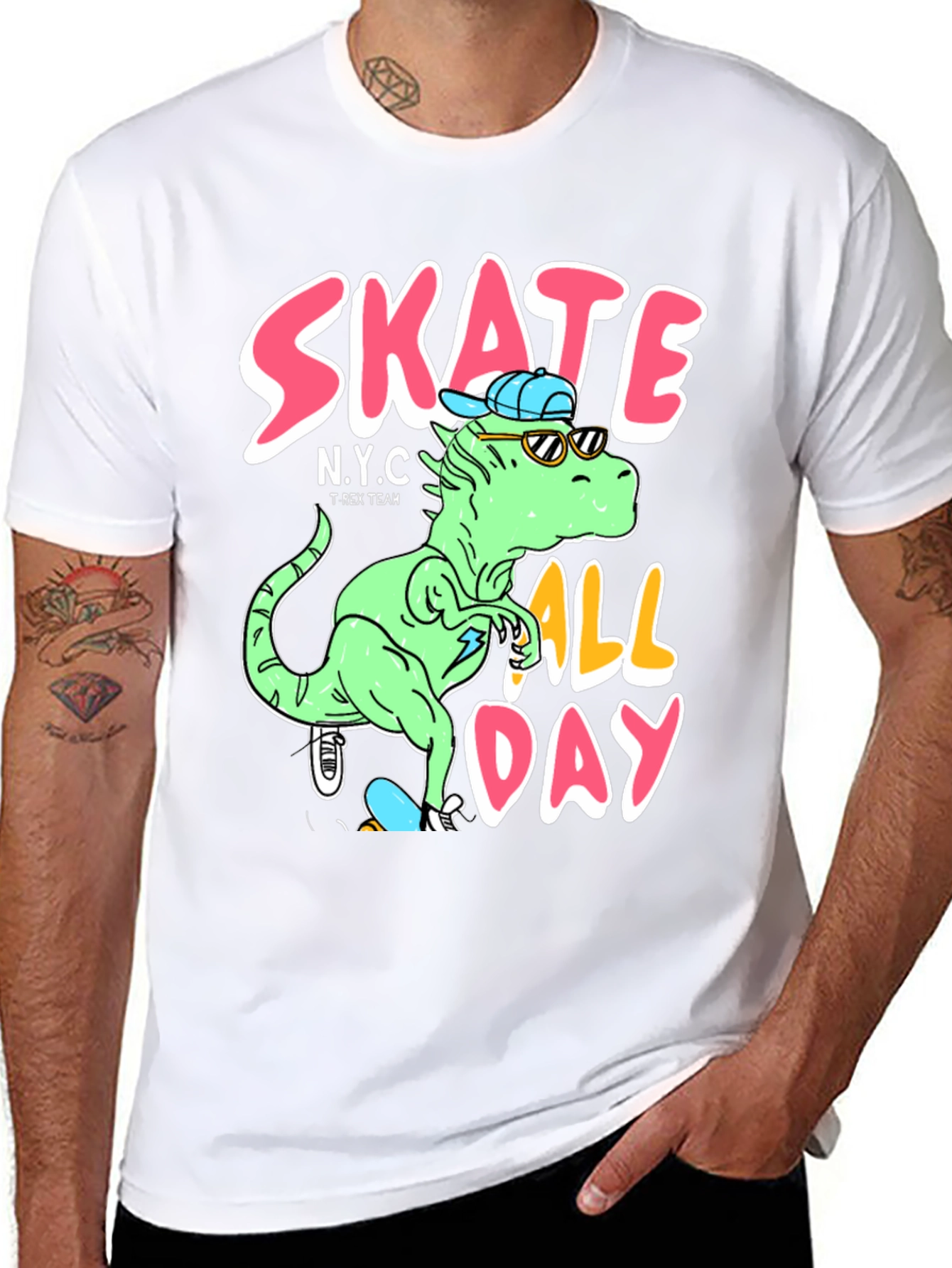 Skate All Day Dinosaur Graphic Tee