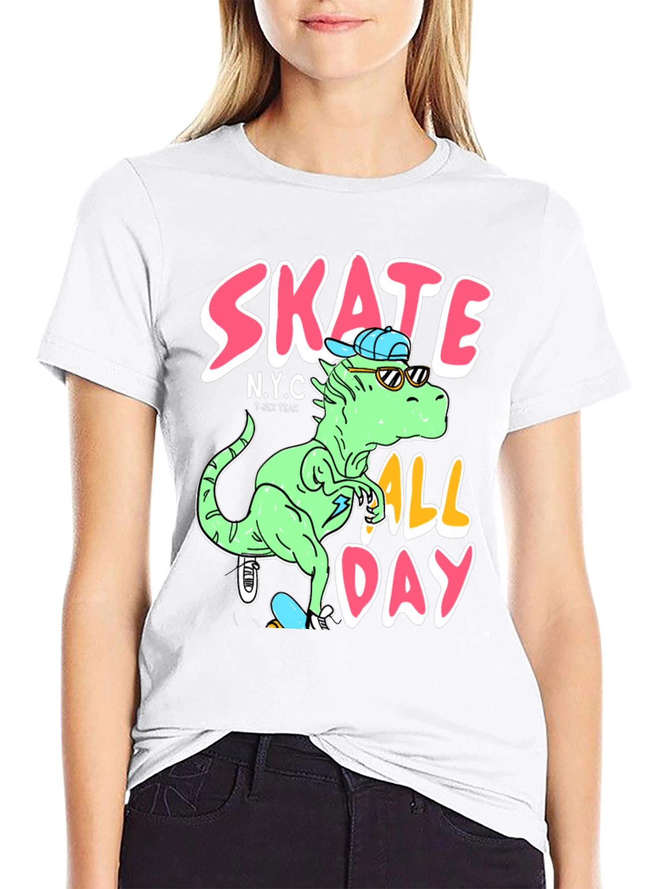 Skate All Day Dinosaur Graphic Tee