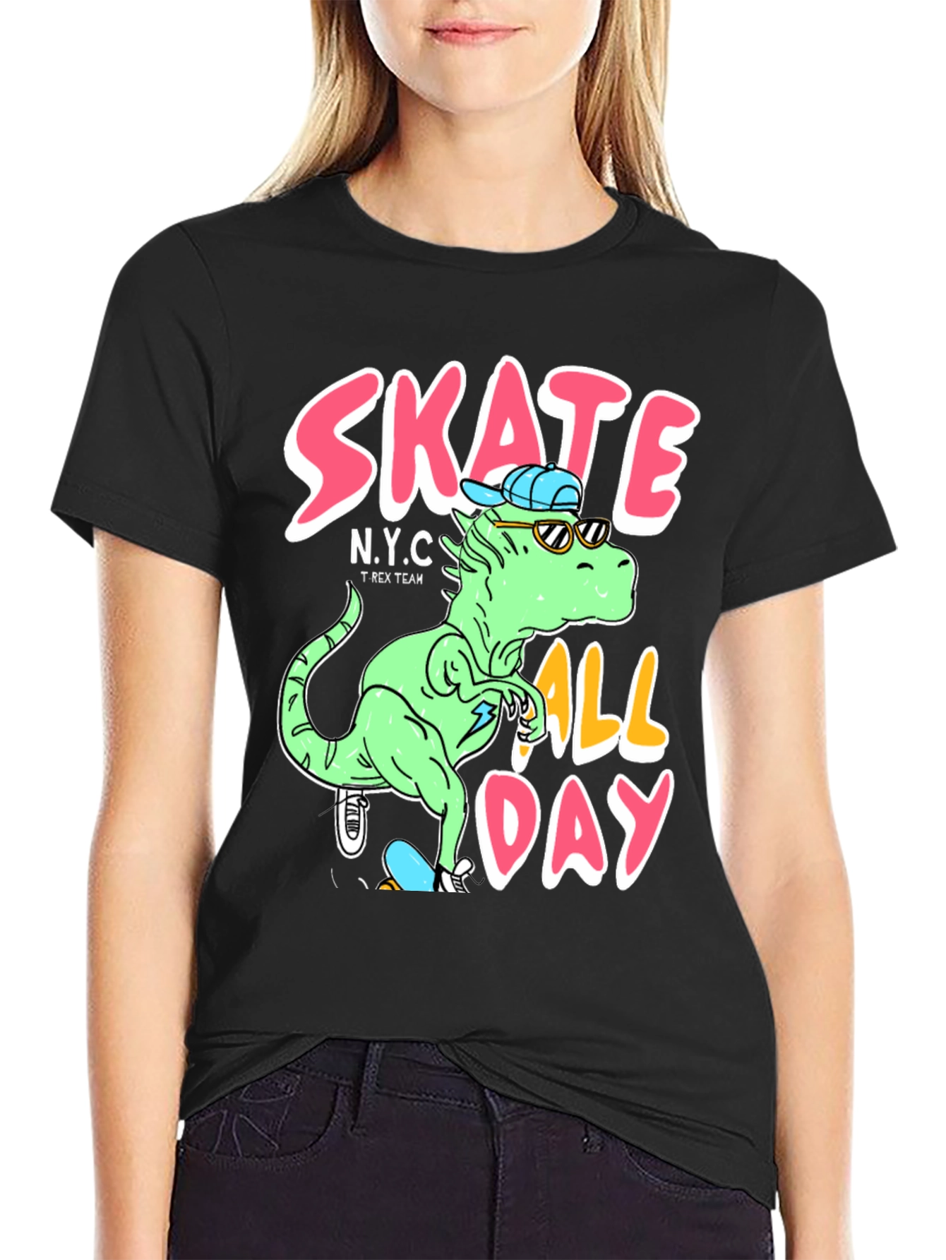 Skate All Day Dinosaur Graphic Tee