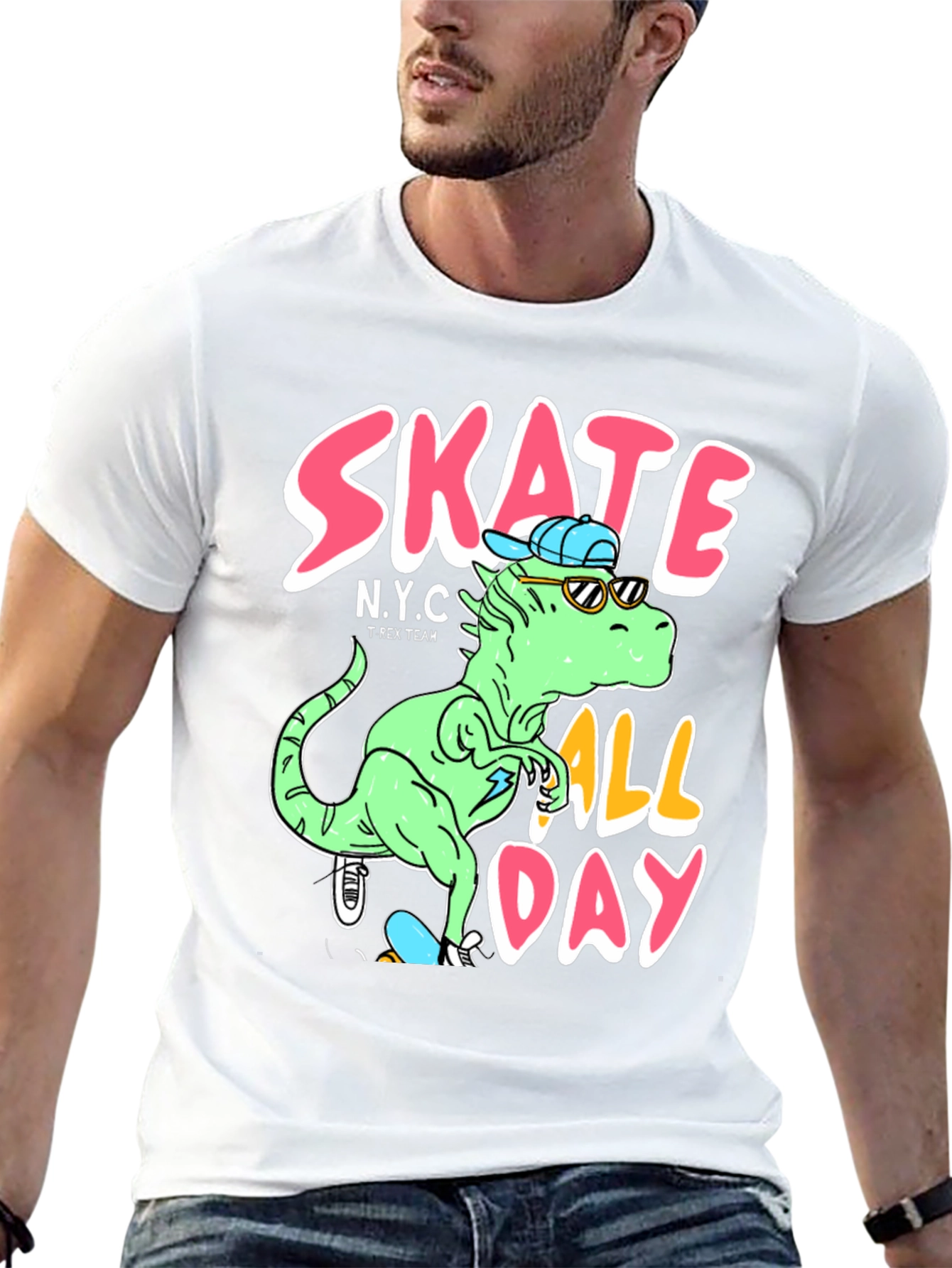 Skate All Day Dinosaur Graphic Tee