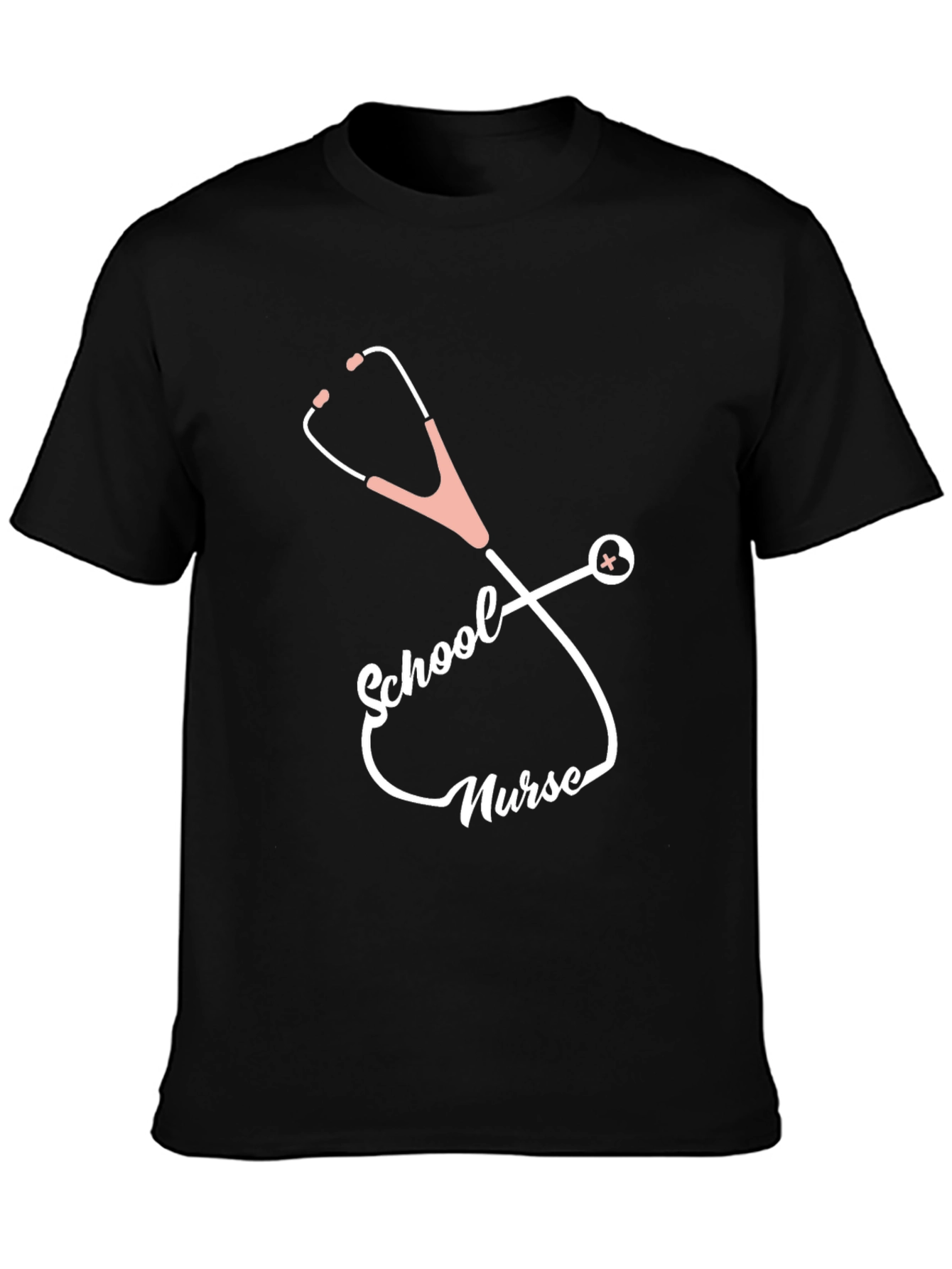 School Nurse Stethoscope T-Shirt - Black