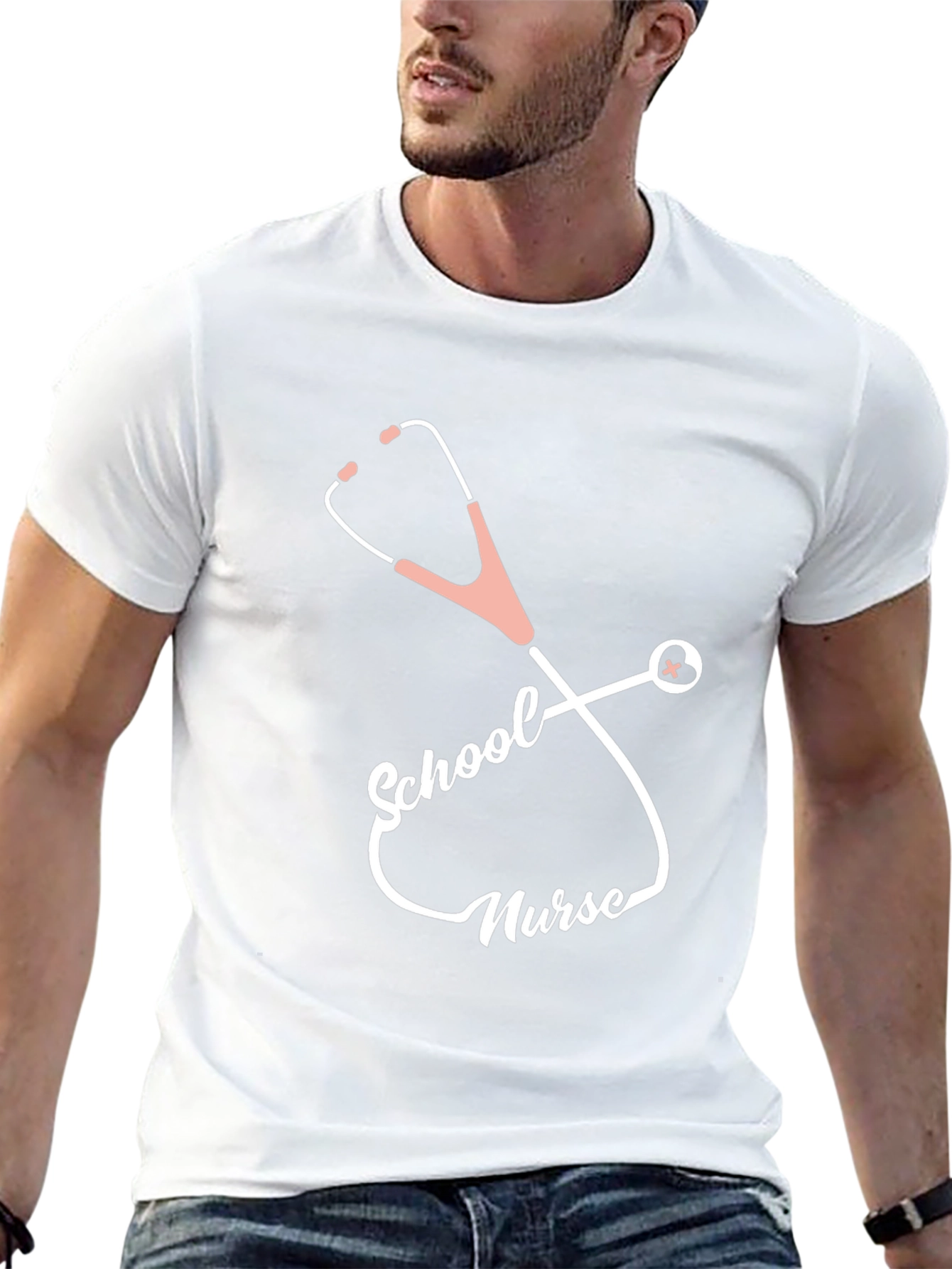 School Nurse Stethoscope T-Shirt - Black