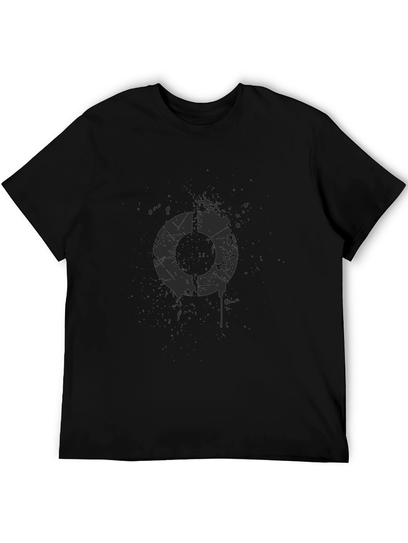 Distressed Circle Graphic Black T-Shirt