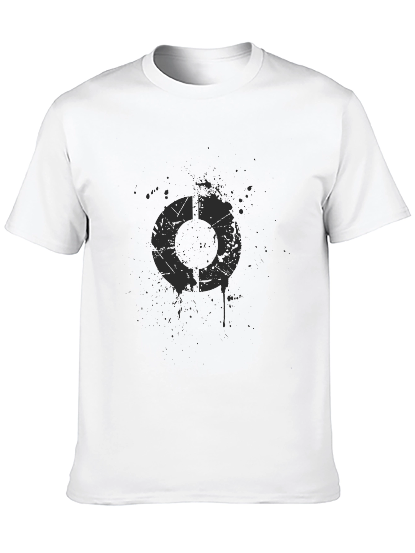 Distressed Circle Graphic Black T-Shirt