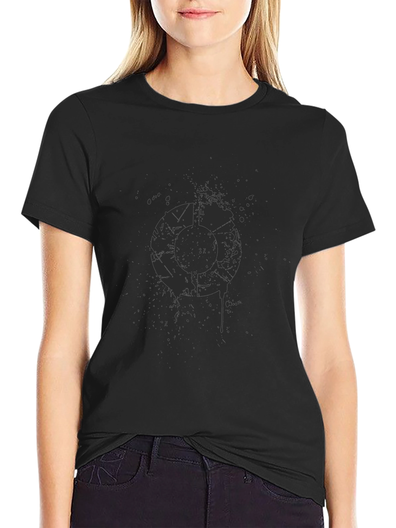 Distressed Circle Graphic Black T-Shirt