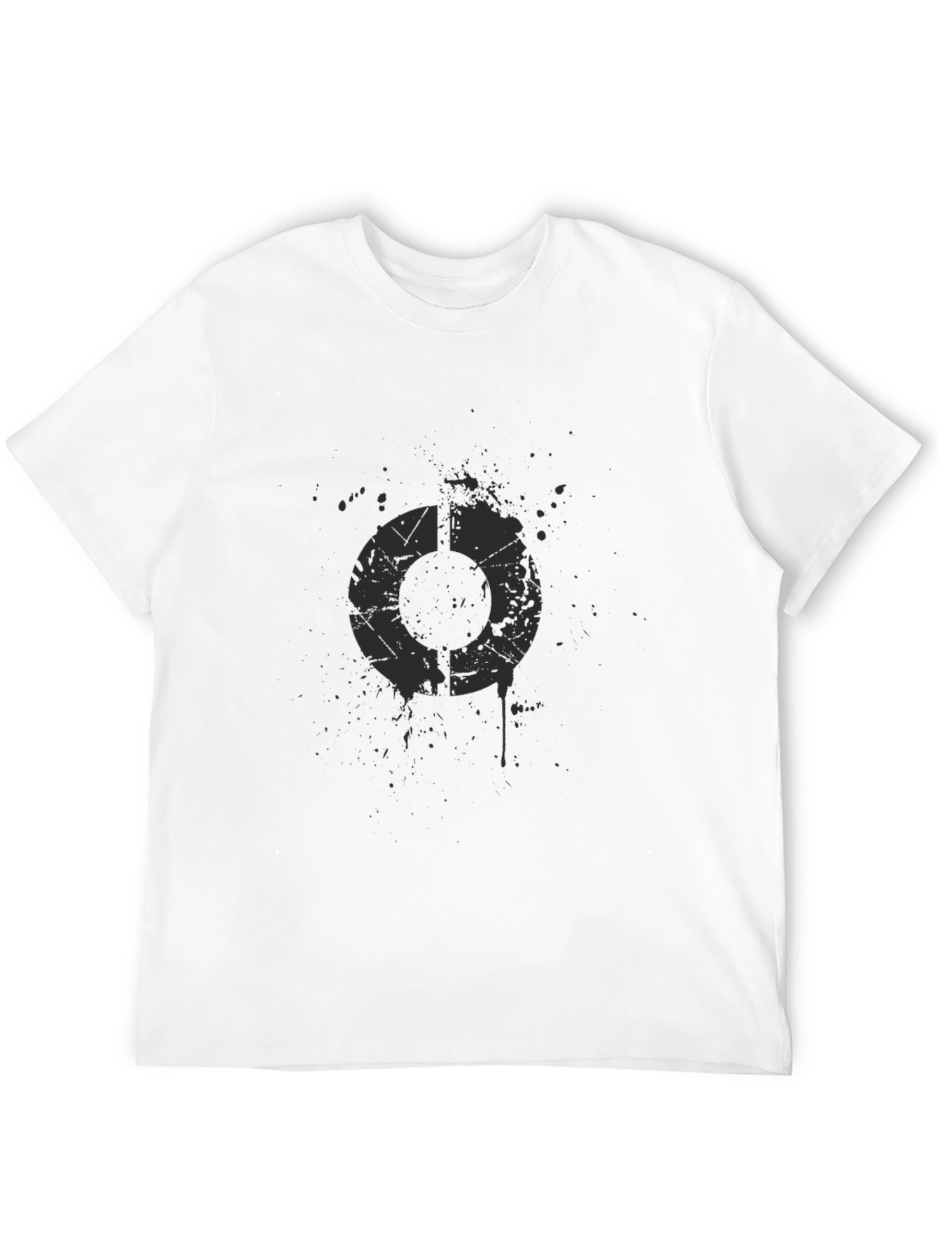 Distressed Circle Graphic Black T-Shirt