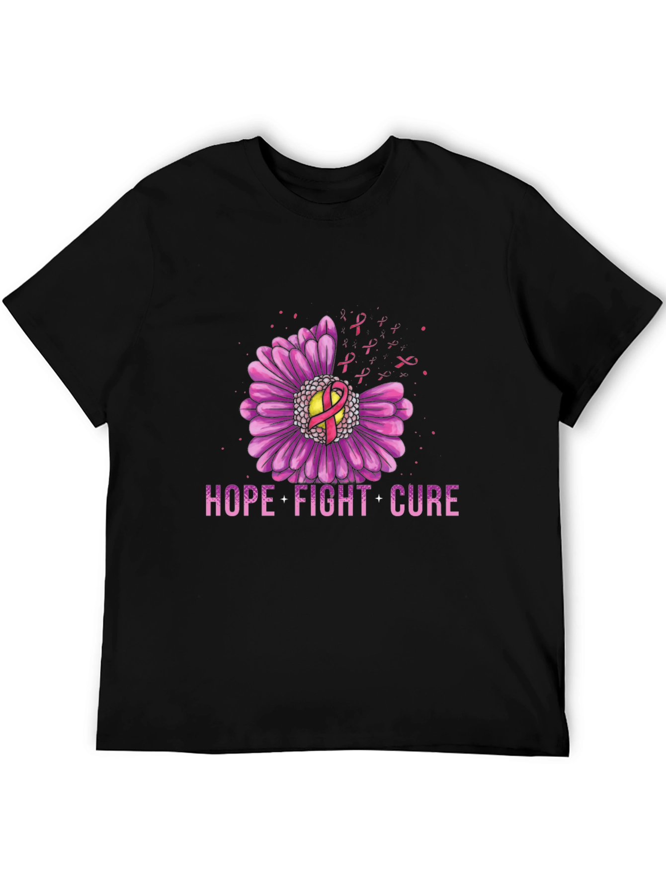 Hope Fight Cure Breast Cancer Awareness Graphic T-Shirt