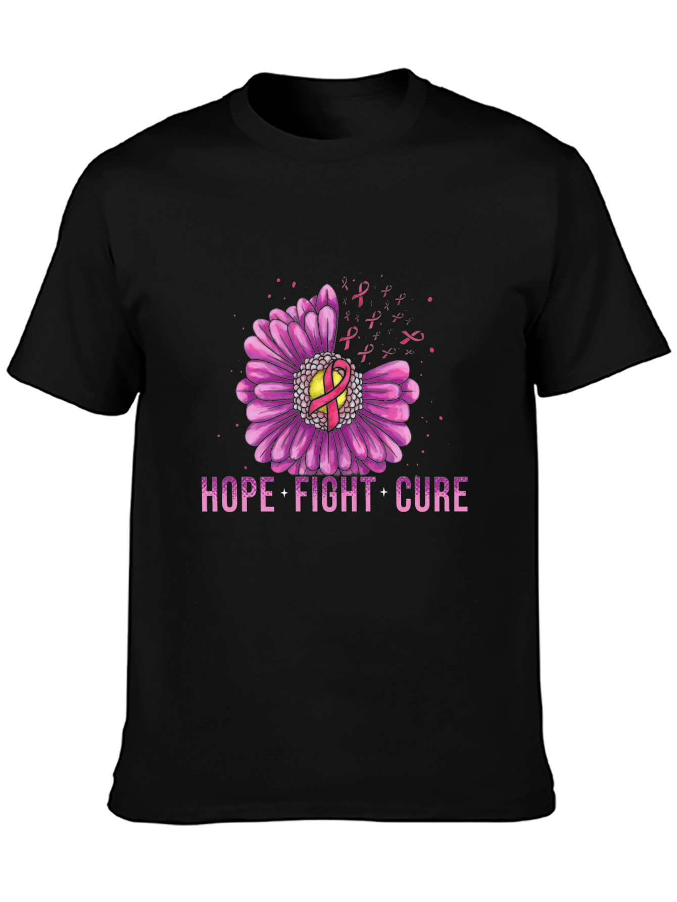 Hope Fight Cure Breast Cancer Awareness Graphic T-Shirt