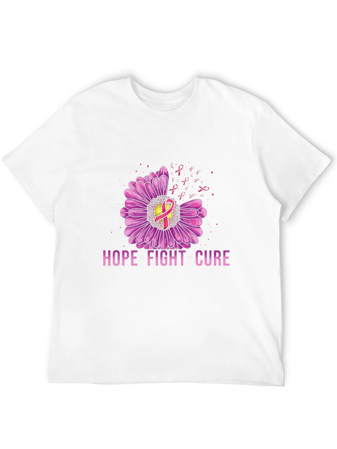 Hope Fight Cure Breast Cancer Awareness Graphic T-Shirt