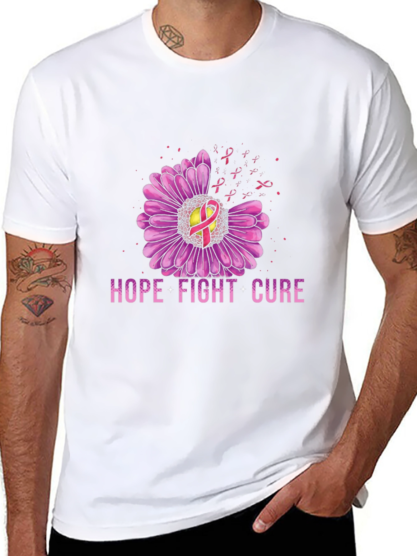 Hope Fight Cure Breast Cancer Awareness Graphic T-Shirt