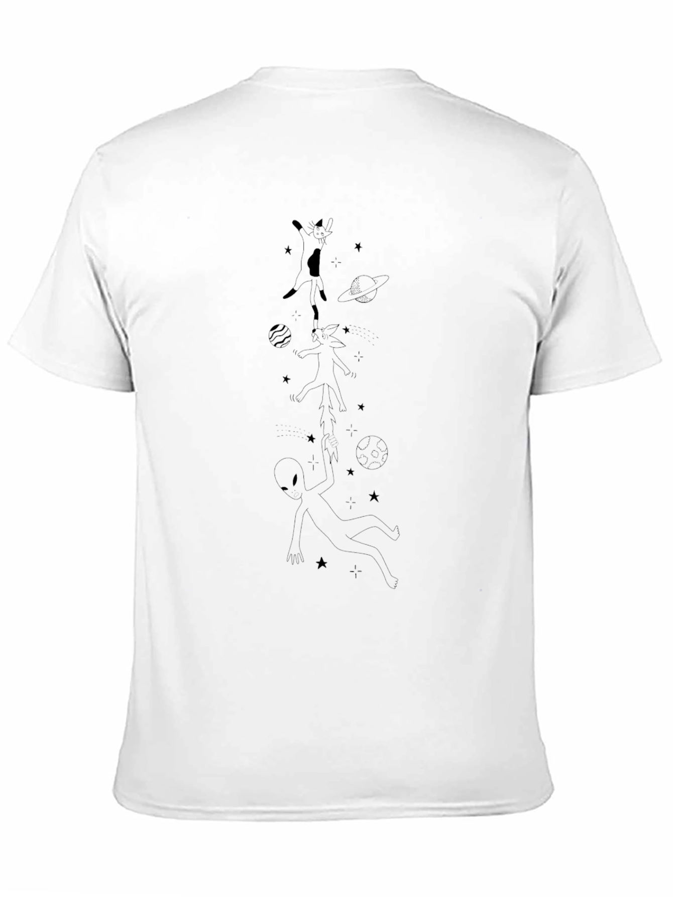 Space Cats Black Tee - Unique Graphic T-Shirt