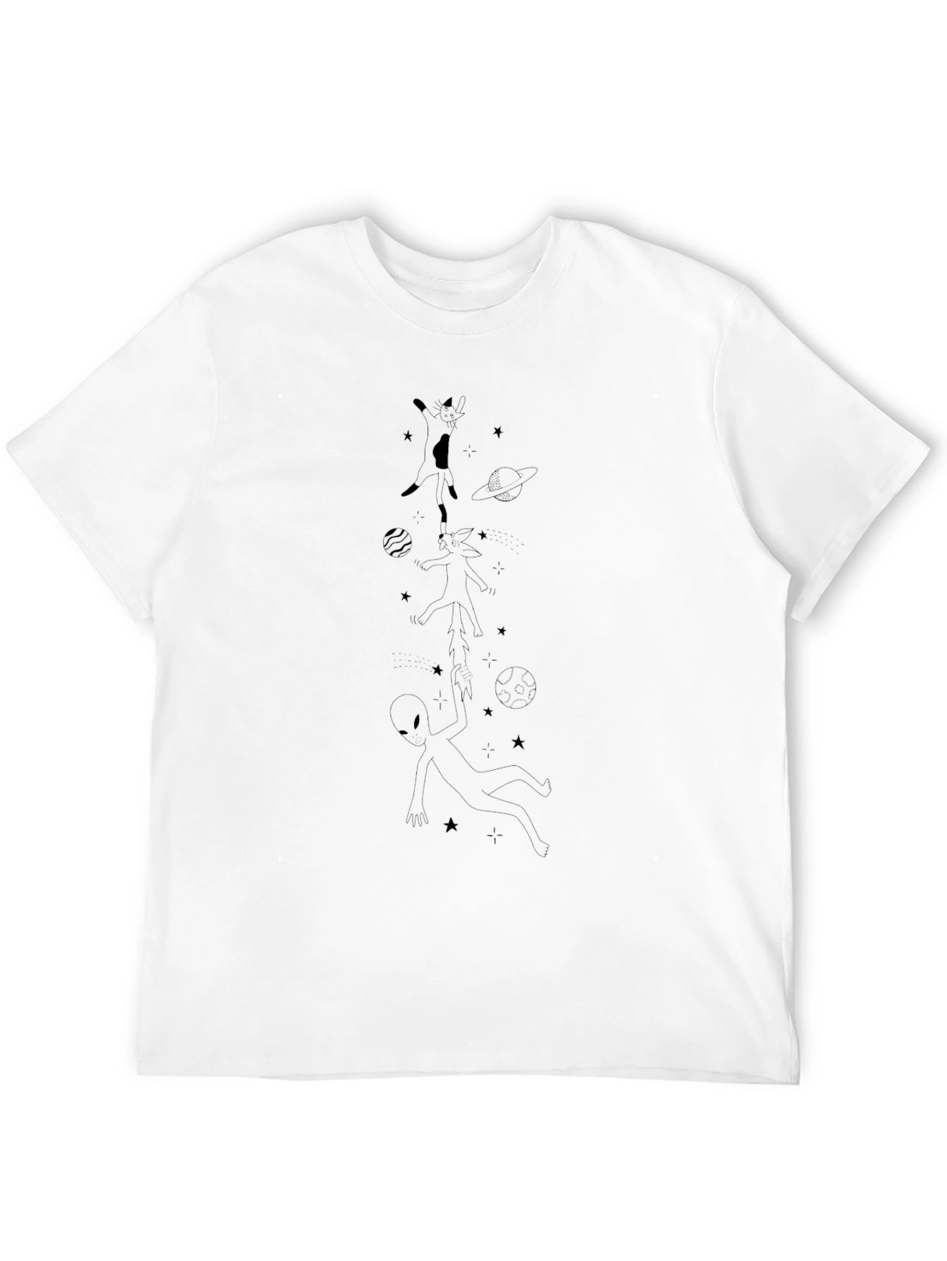 Space Cats Black Tee - Unique Graphic T-Shirt