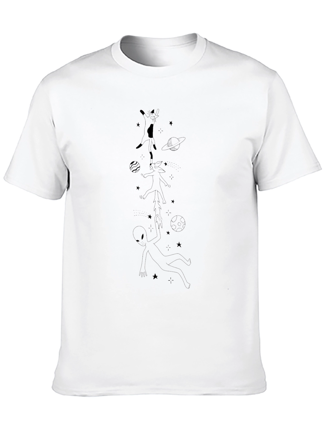 Space Cats Black Tee - Unique Graphic T-Shirt
