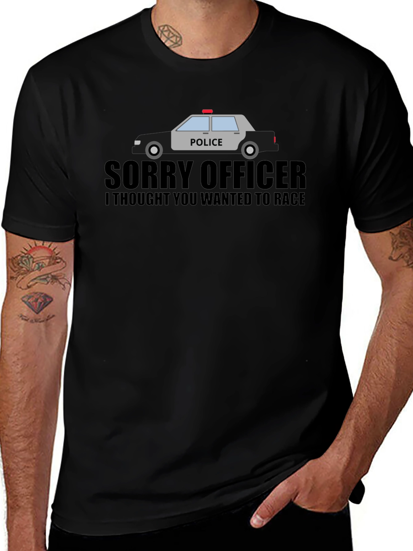 Sorry Officer Race Car Graphic T-Shirt
