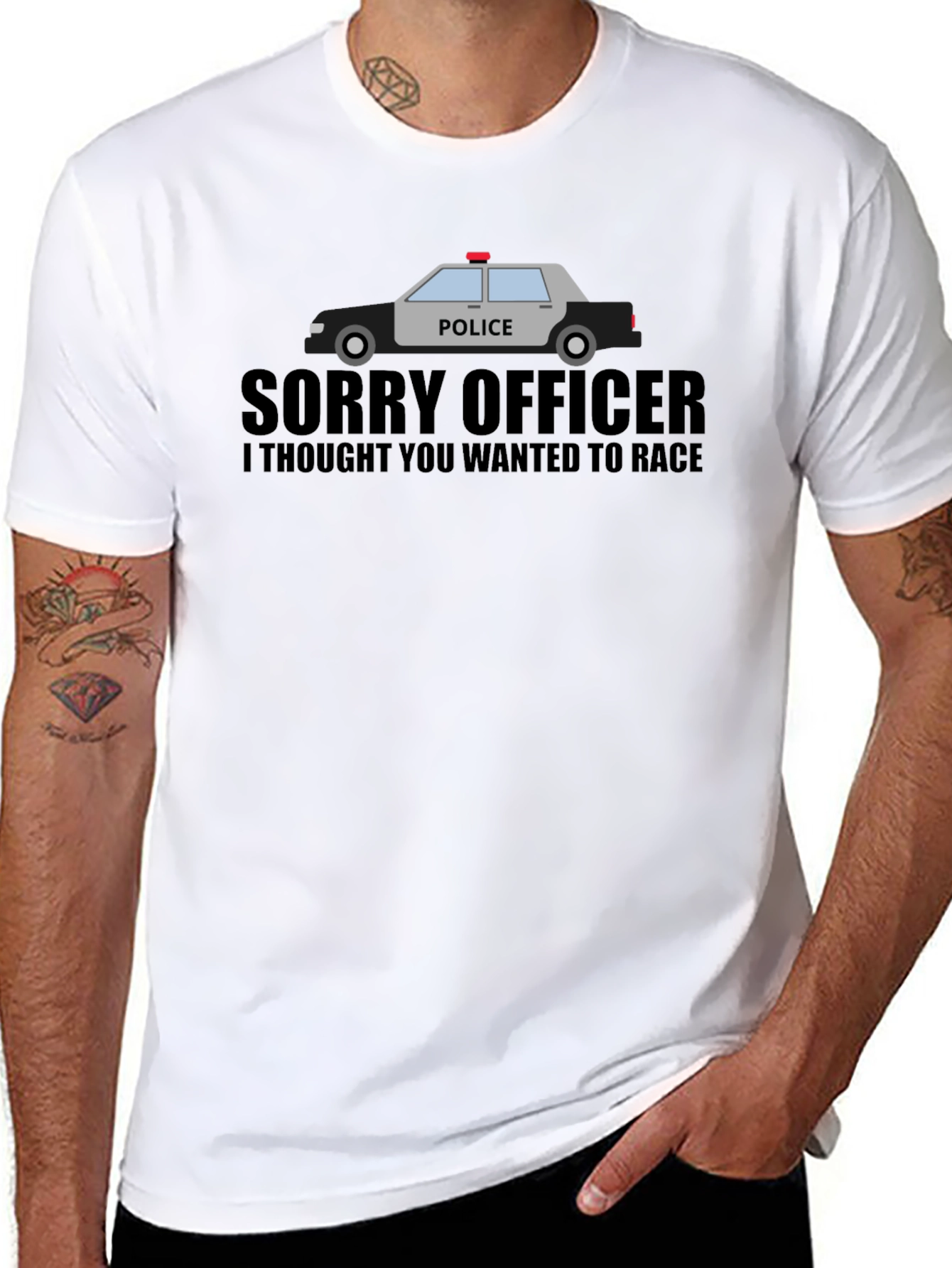 Sorry Officer Race Car Graphic T-Shirt