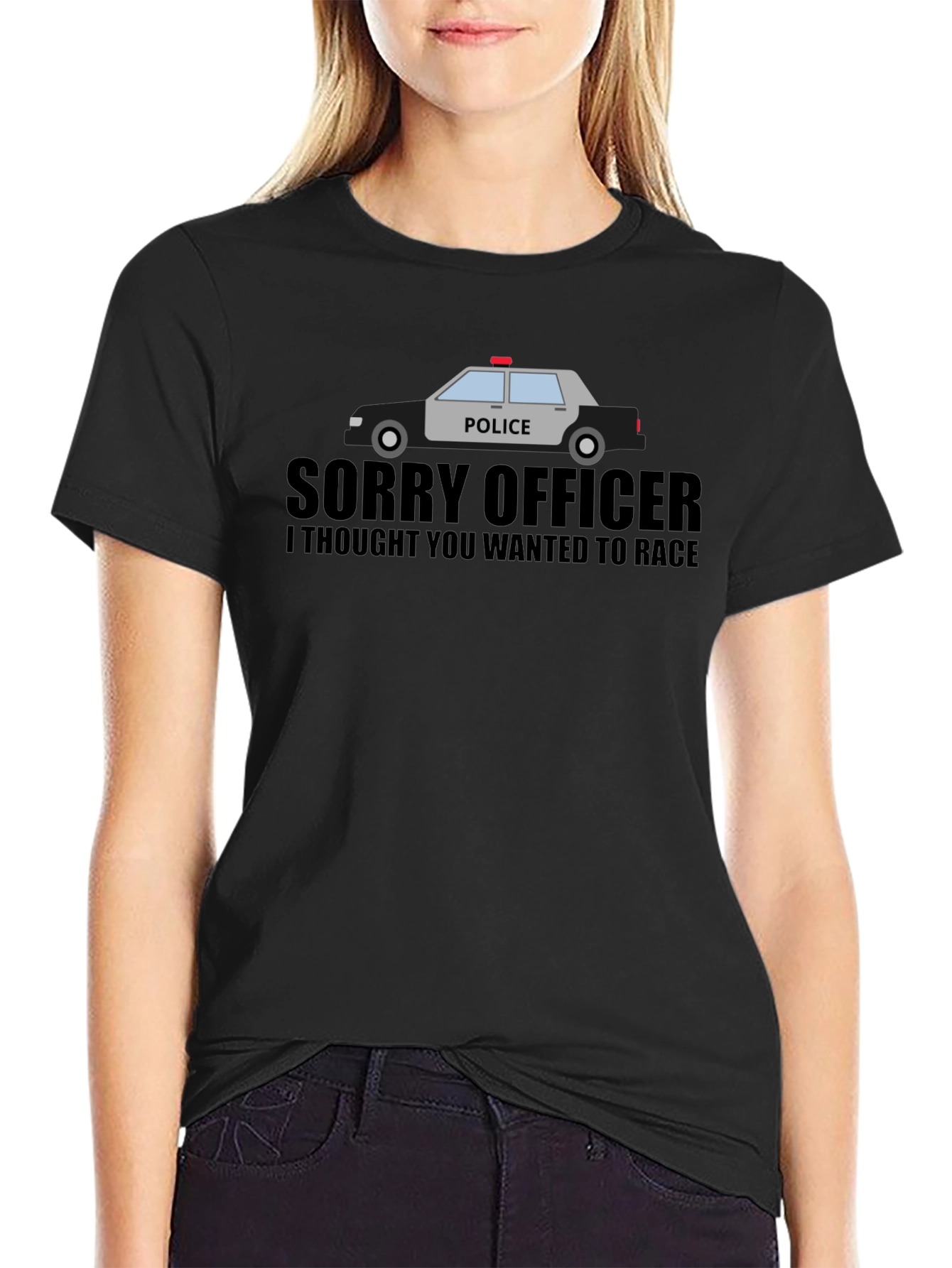 Sorry Officer Race Car Graphic T-Shirt