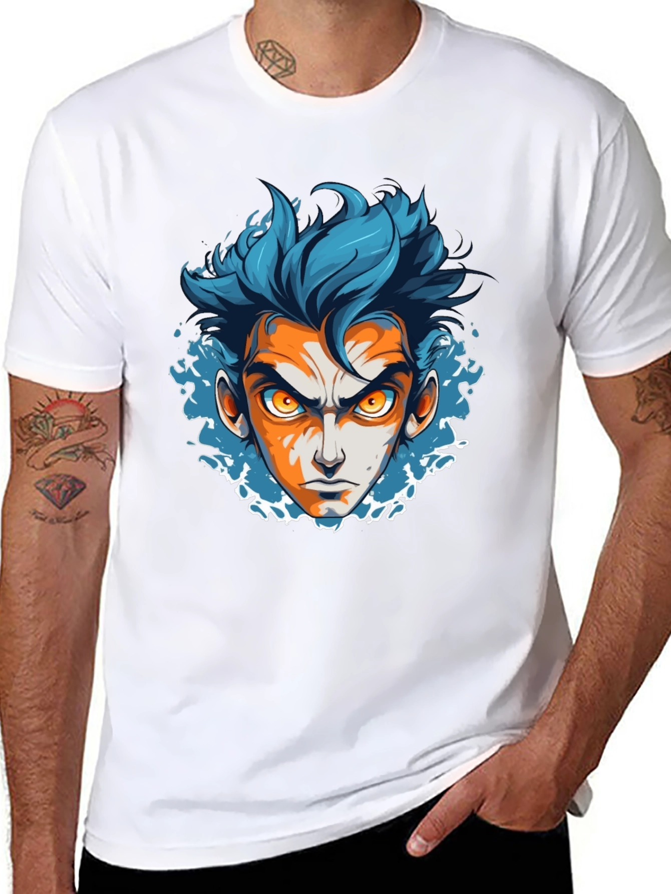 Anime Face Graphic Black T-Shirt