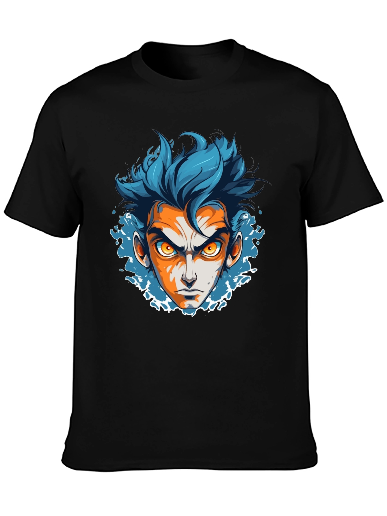 Anime Face Graphic Black T-Shirt