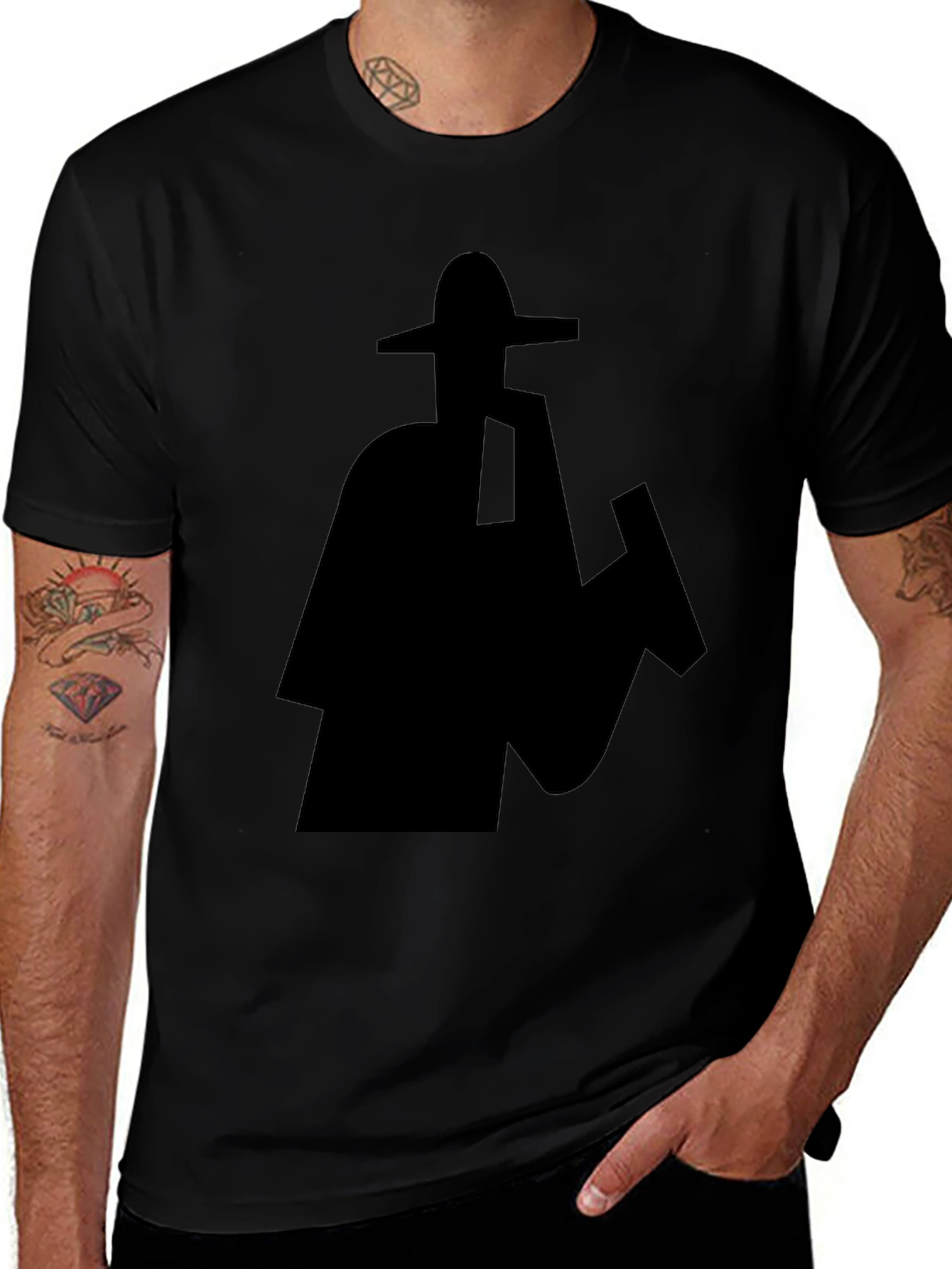 Silhouette Sombrero Graphic Black T-Shirt