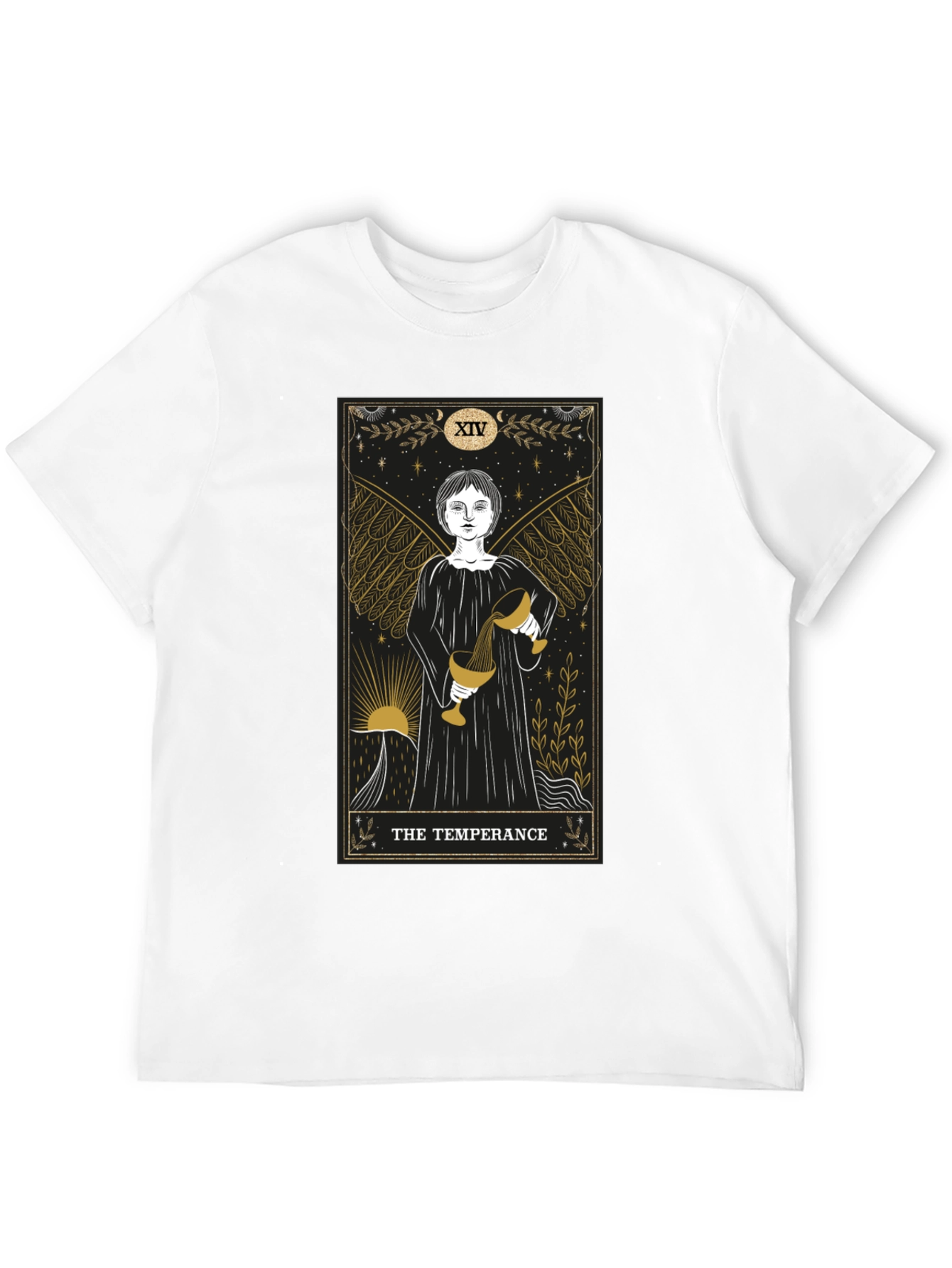 Temperance Tarot Card Graphic Black T-Shirt