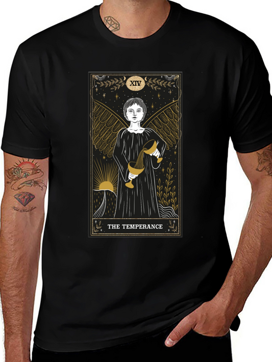 Temperance Tarot Card Graphic Black T-Shirt