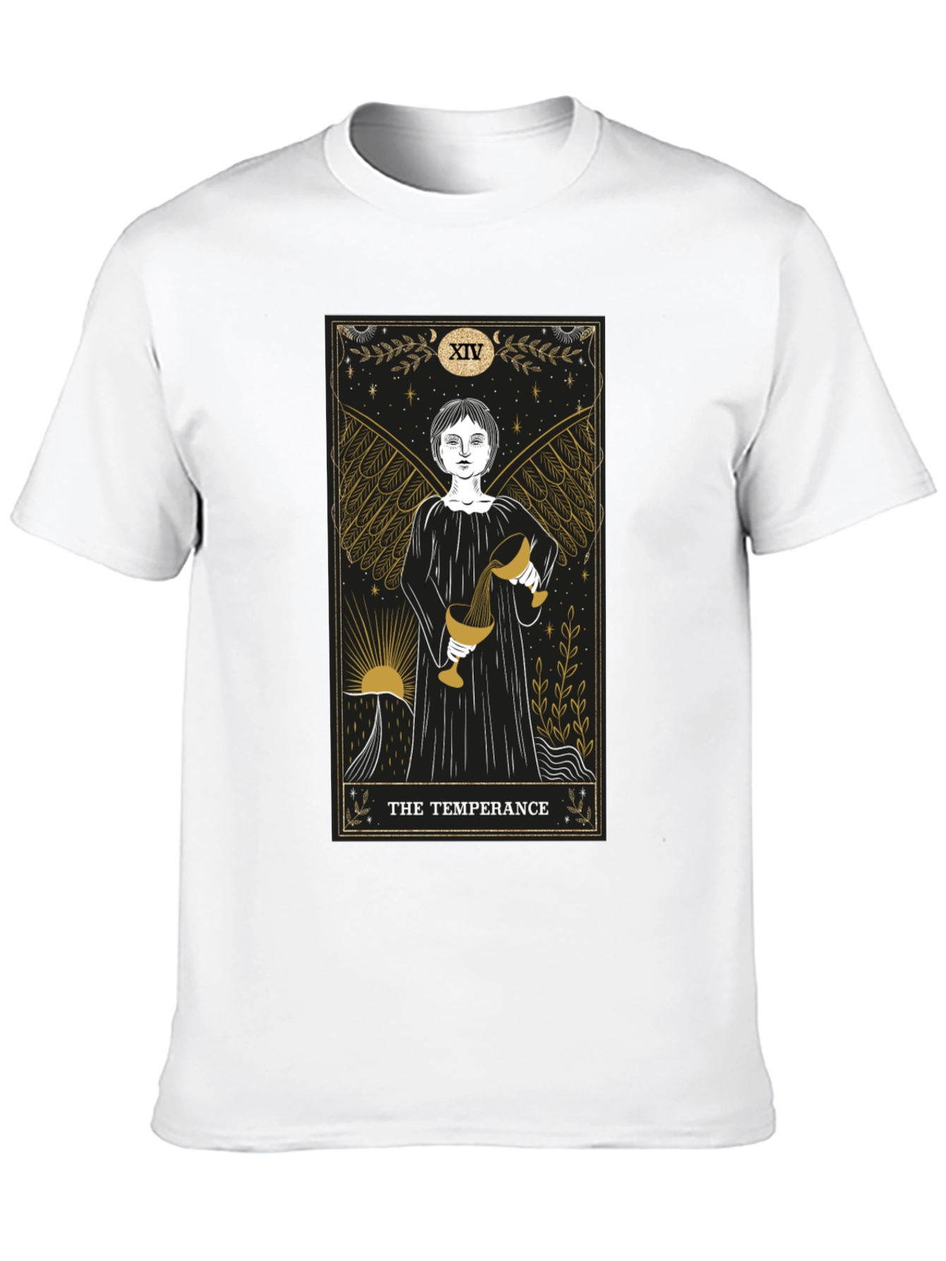 Temperance Tarot Card Graphic Black T-Shirt