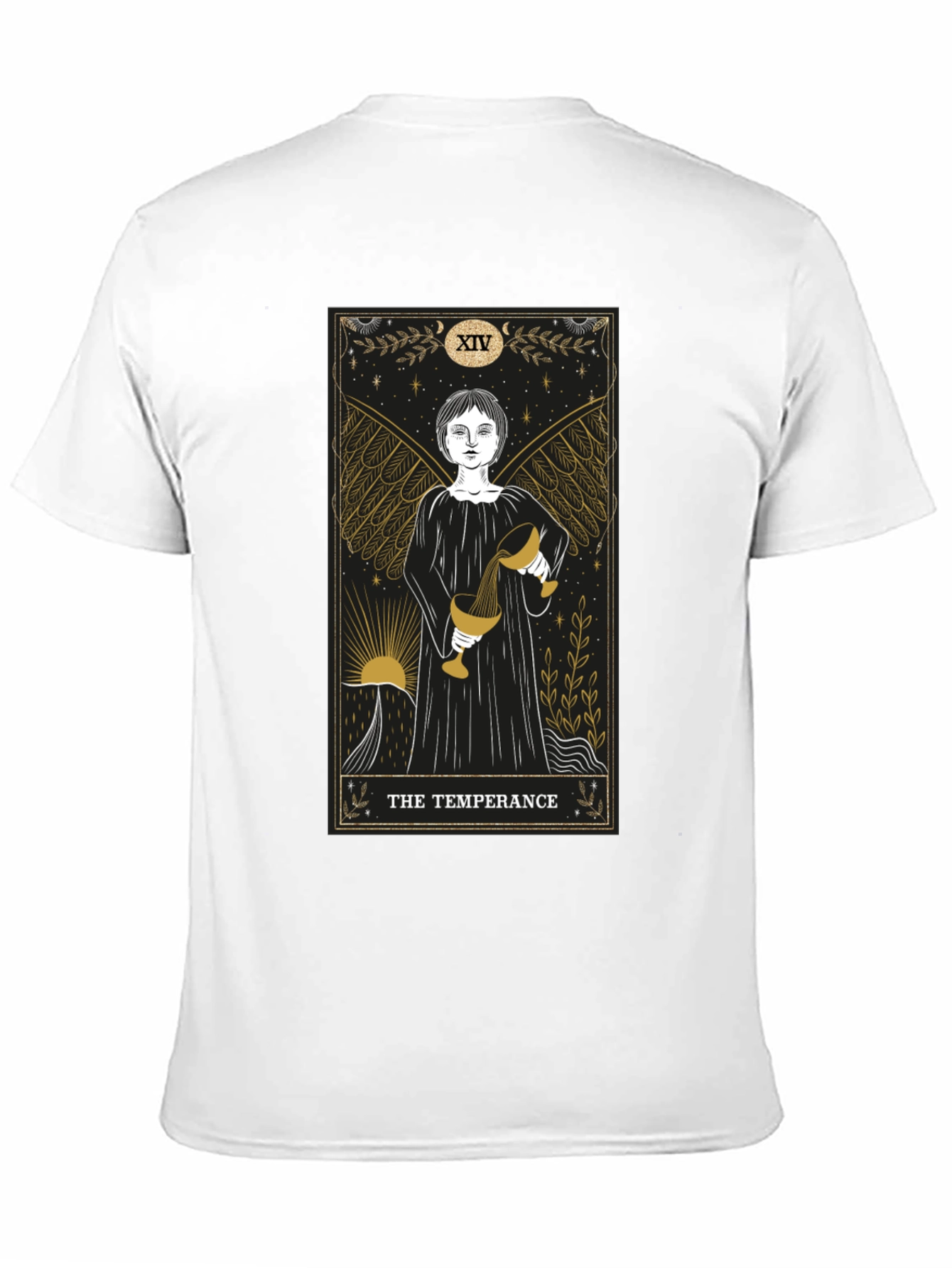Temperance Tarot Card Graphic Black T-Shirt