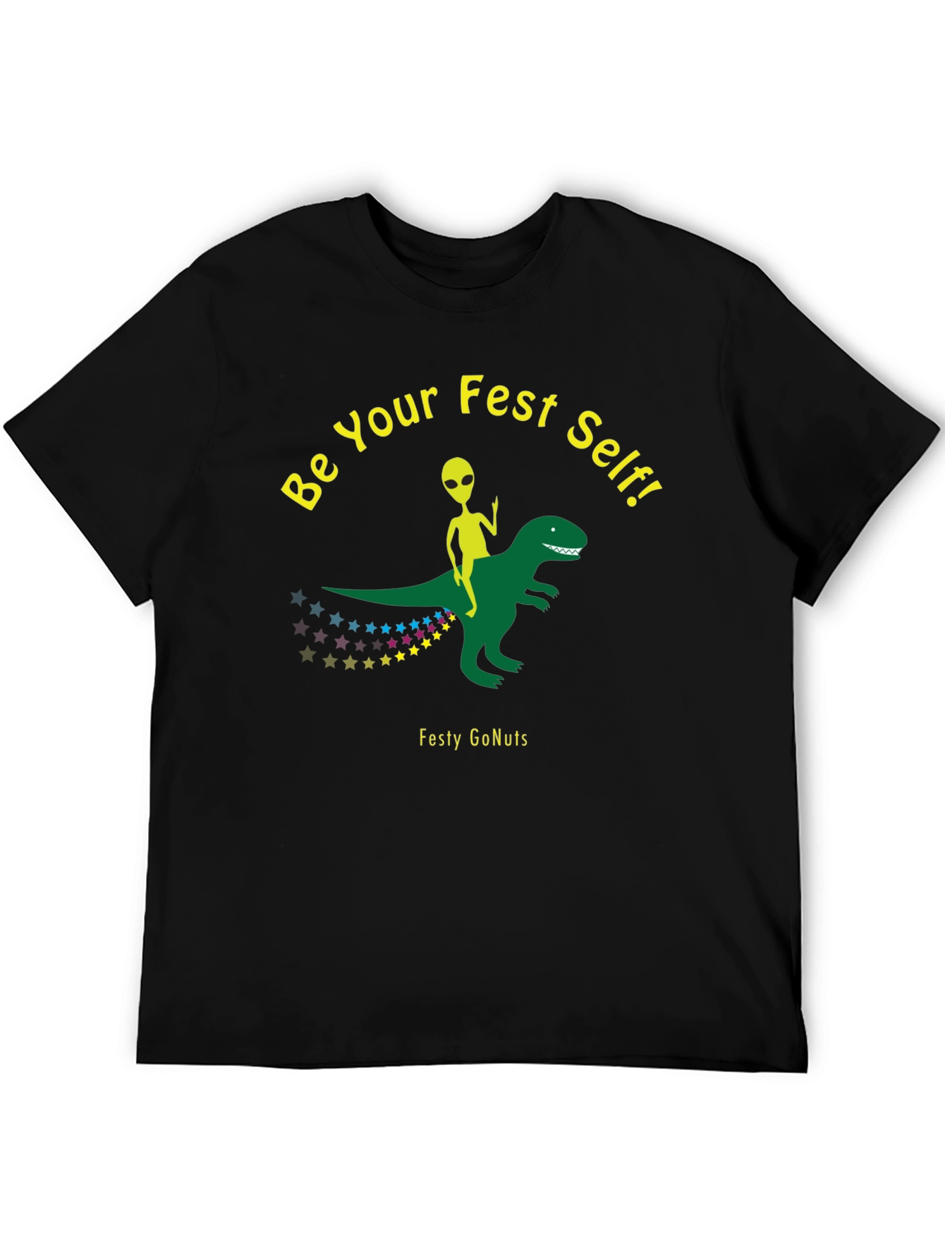 Festy GoNuts T-Shirt: Alien Riding Dinosaur