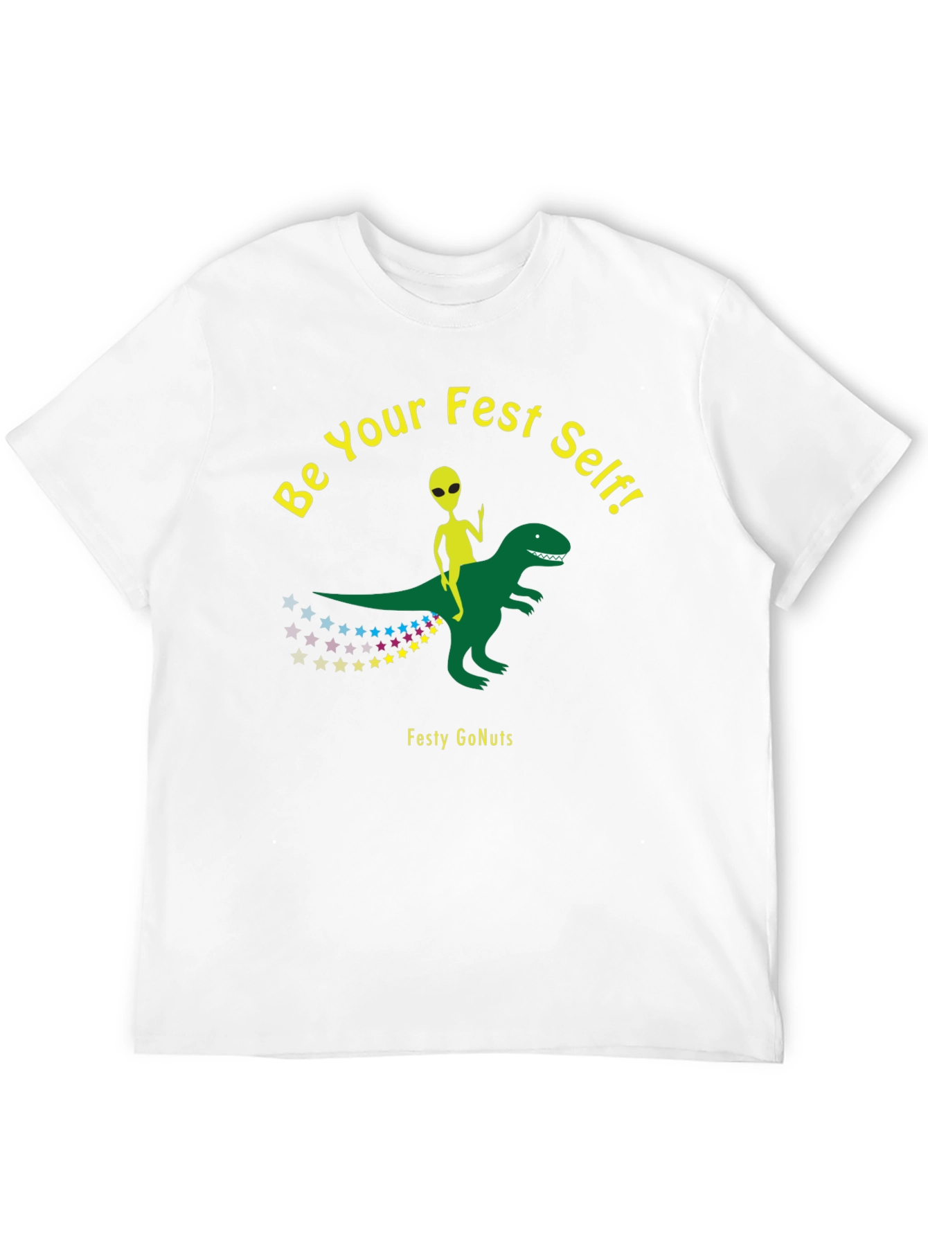 Festy GoNuts T-Shirt: Alien Riding Dinosaur