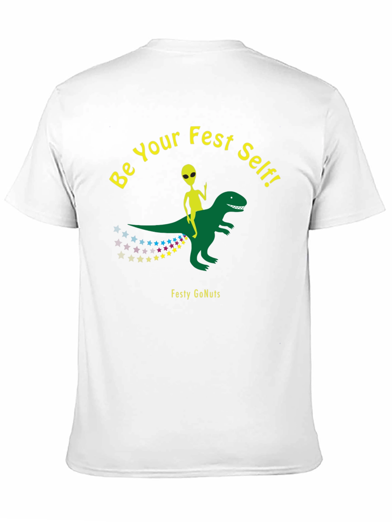 Festy GoNuts T-Shirt: Alien Riding Dinosaur