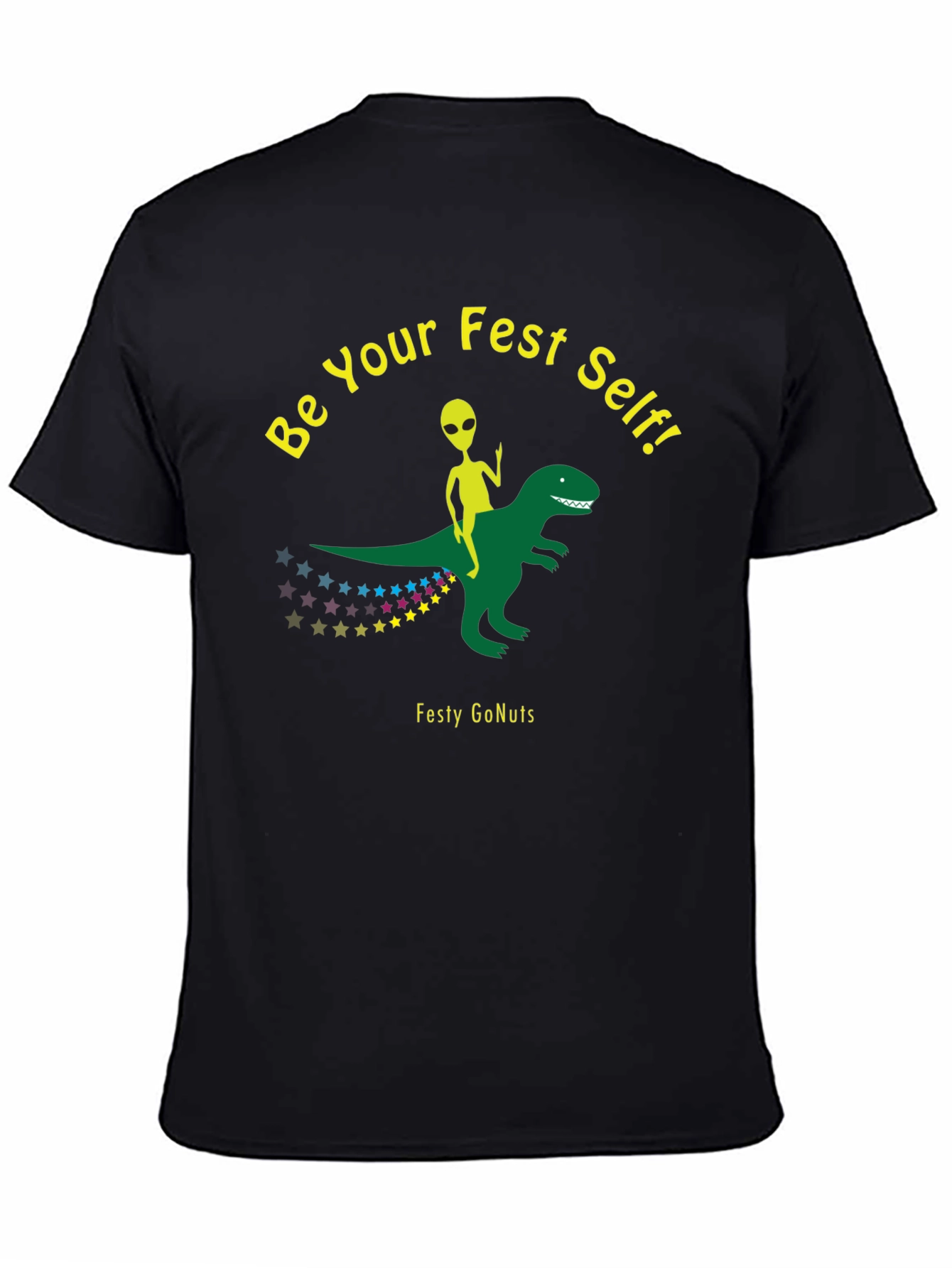 Festy GoNuts T-Shirt: Alien Riding Dinosaur