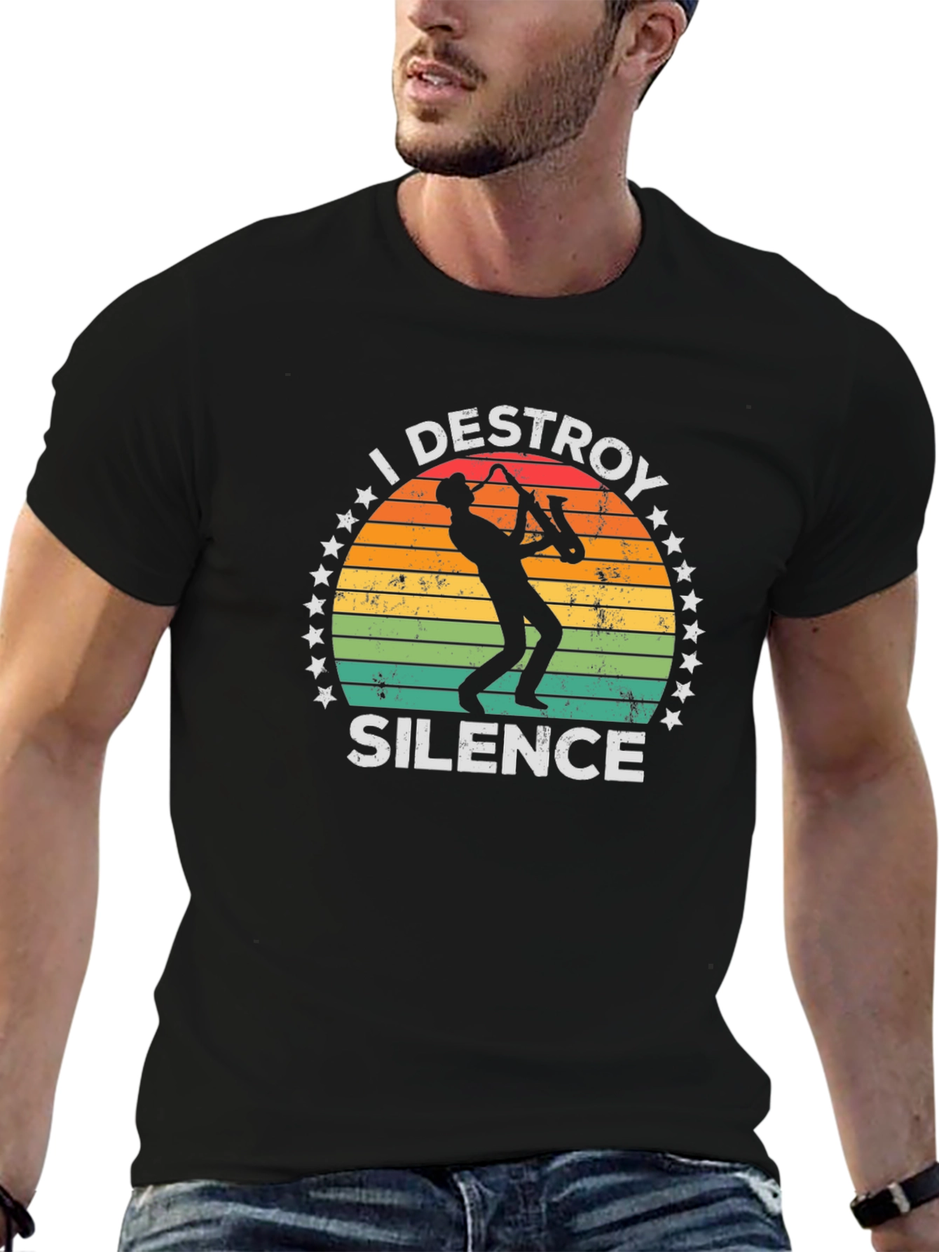 I Destroy Silence T-Shirt Saxophone Player Music Tee