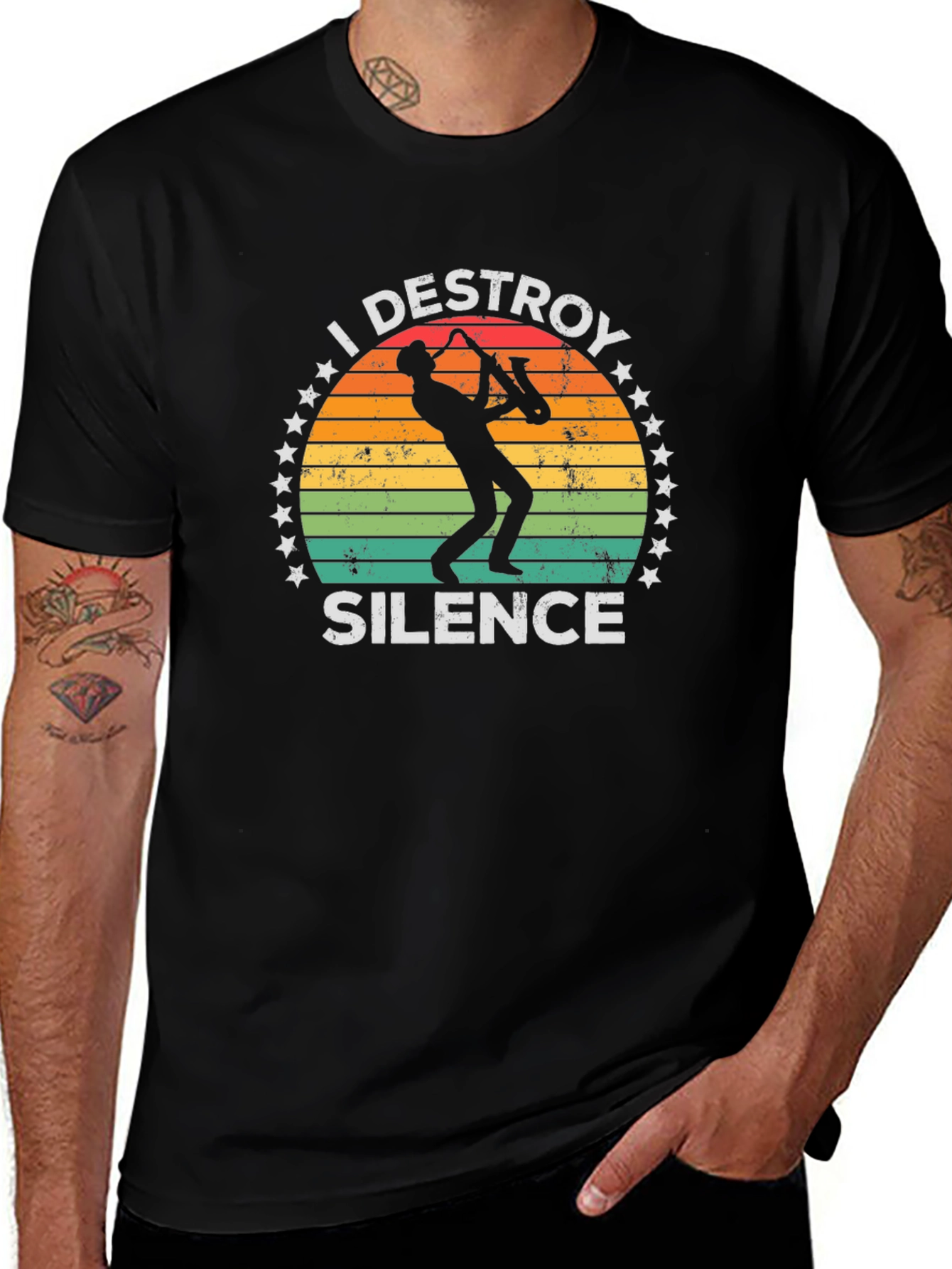 I Destroy Silence T-Shirt Saxophone Player Music Tee