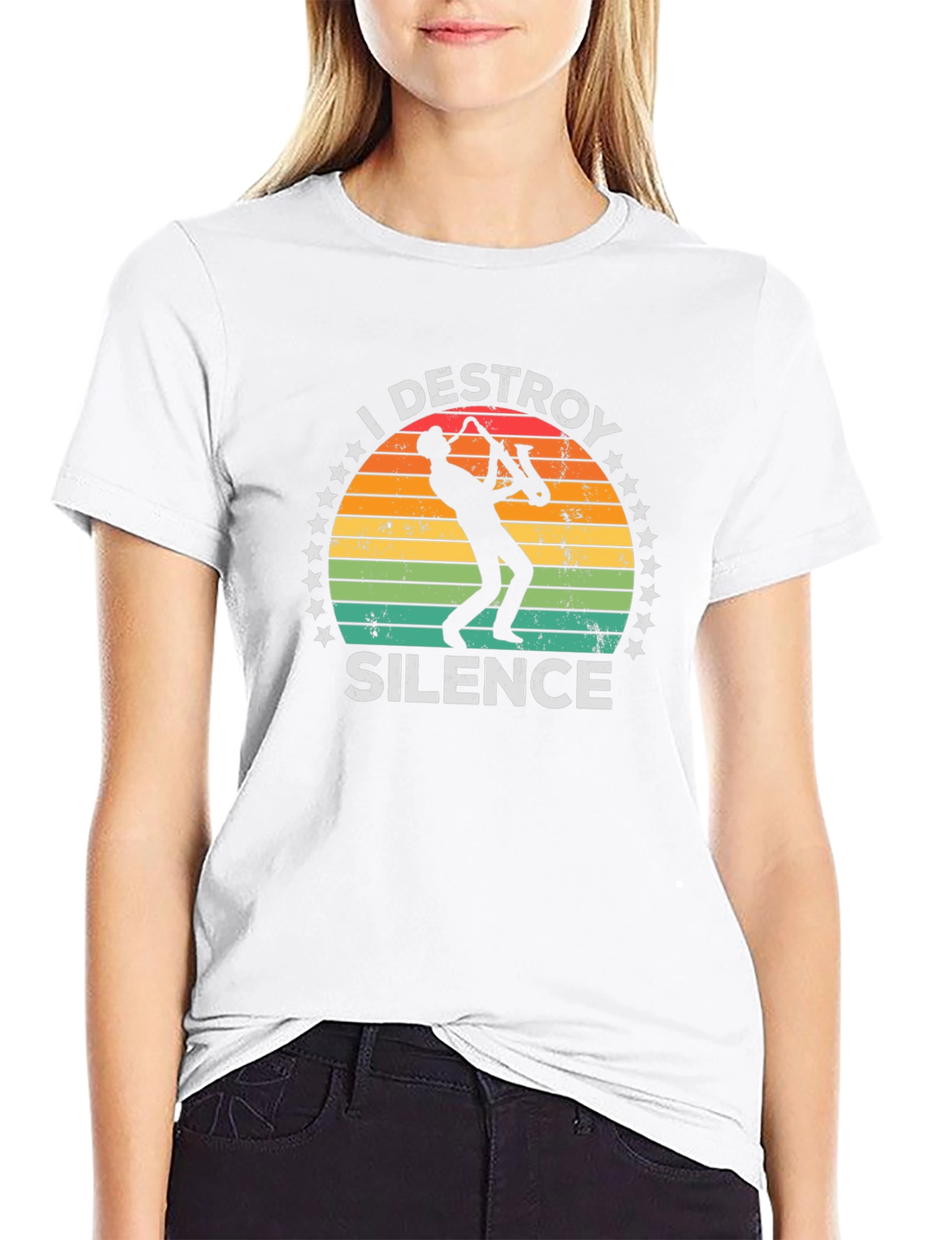 I Destroy Silence T-Shirt Saxophone Player Music Tee