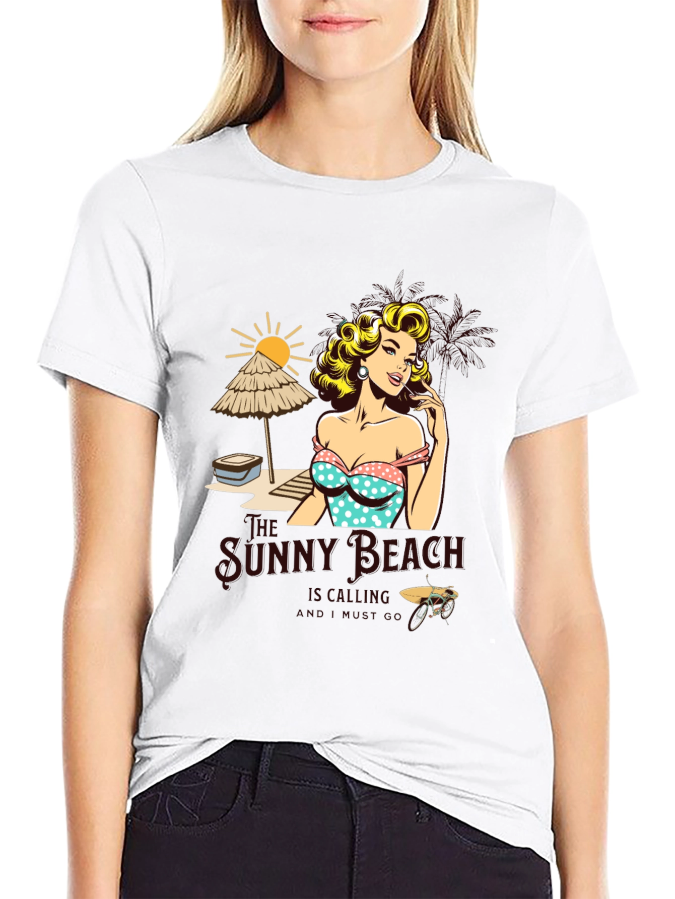 Sunny Beach Pin-Up Graphic T-Shirt