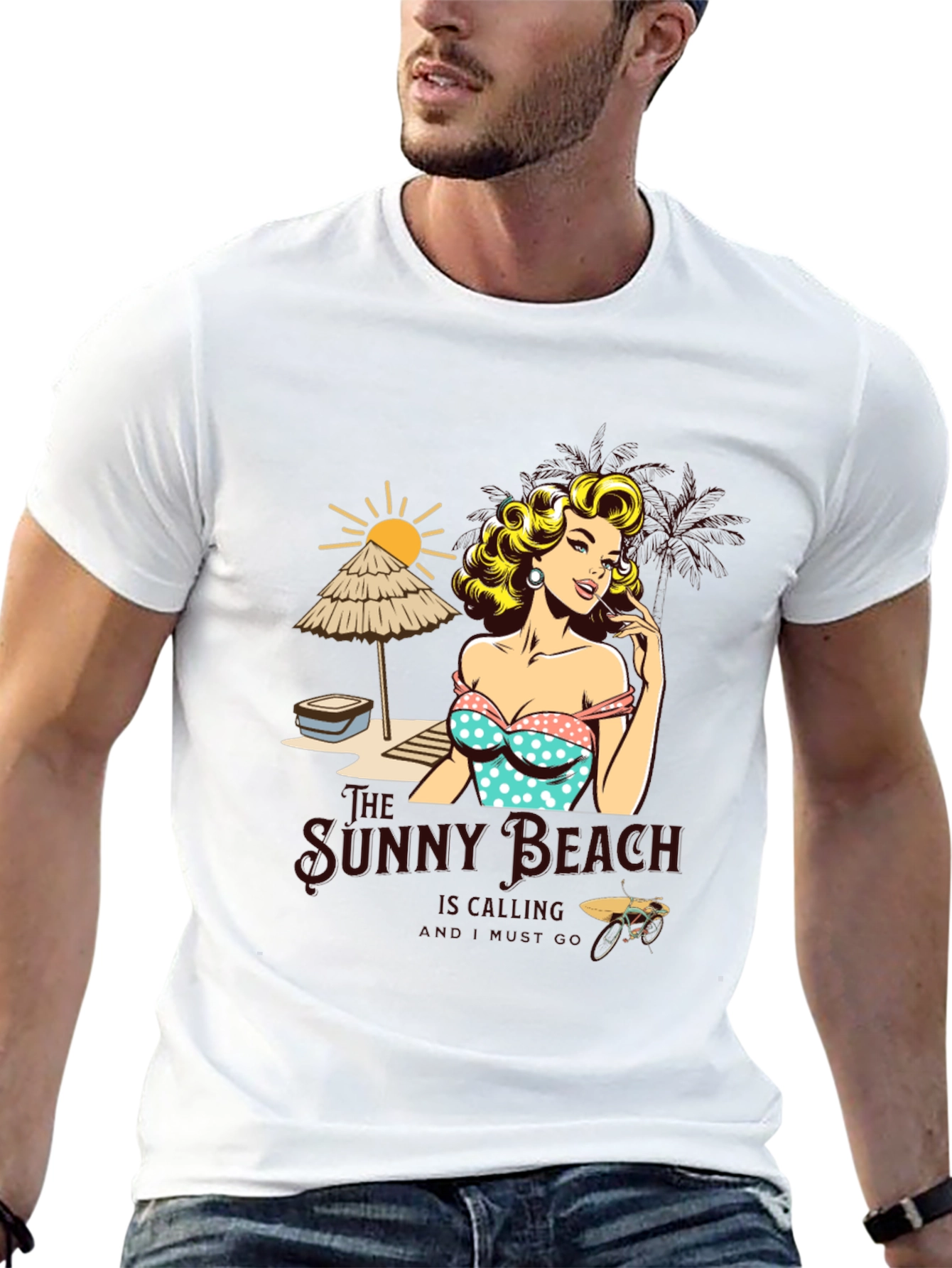 Sunny Beach Pin-Up Graphic T-Shirt