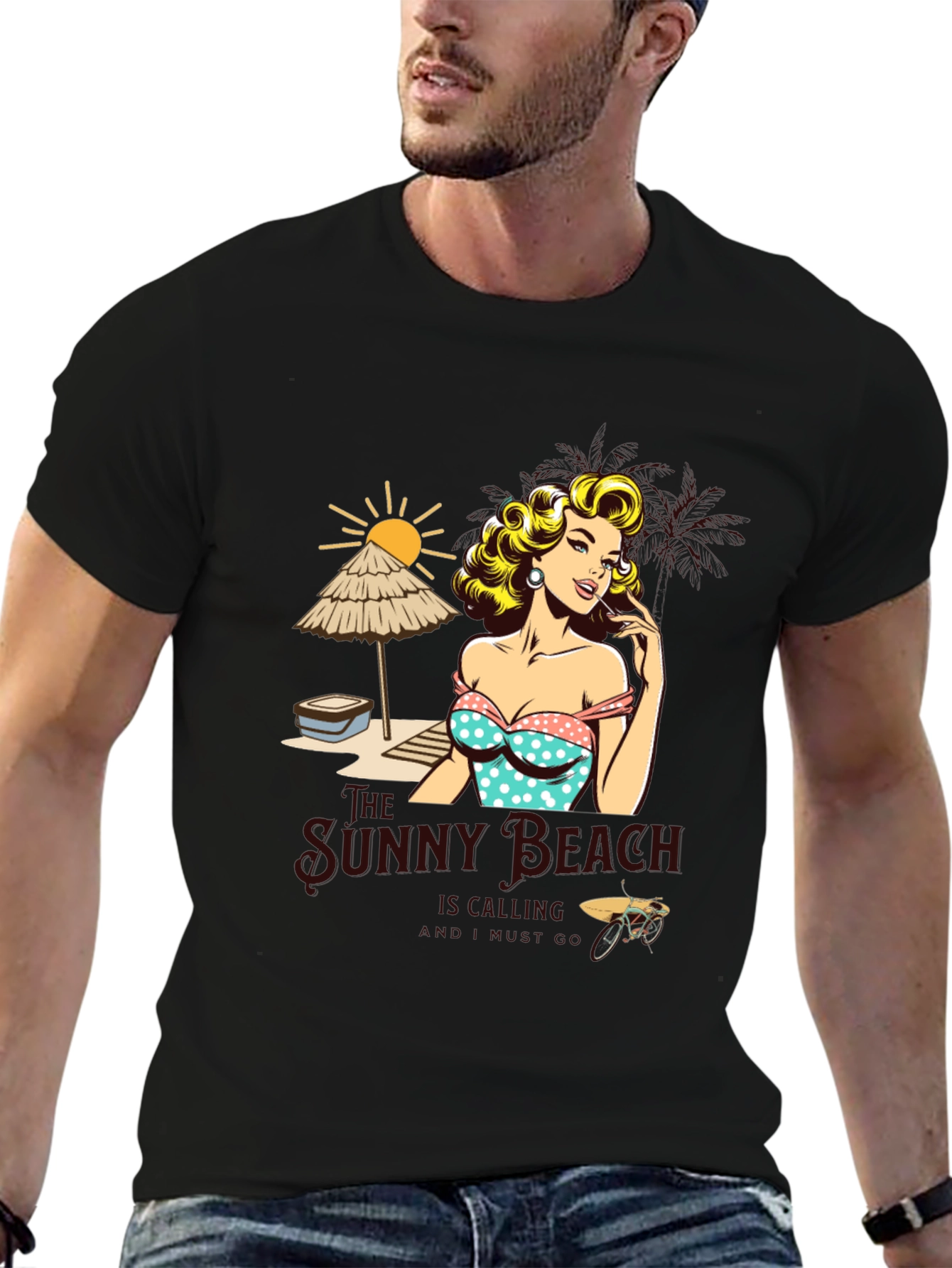 Sunny Beach Pin-Up Graphic T-Shirt
